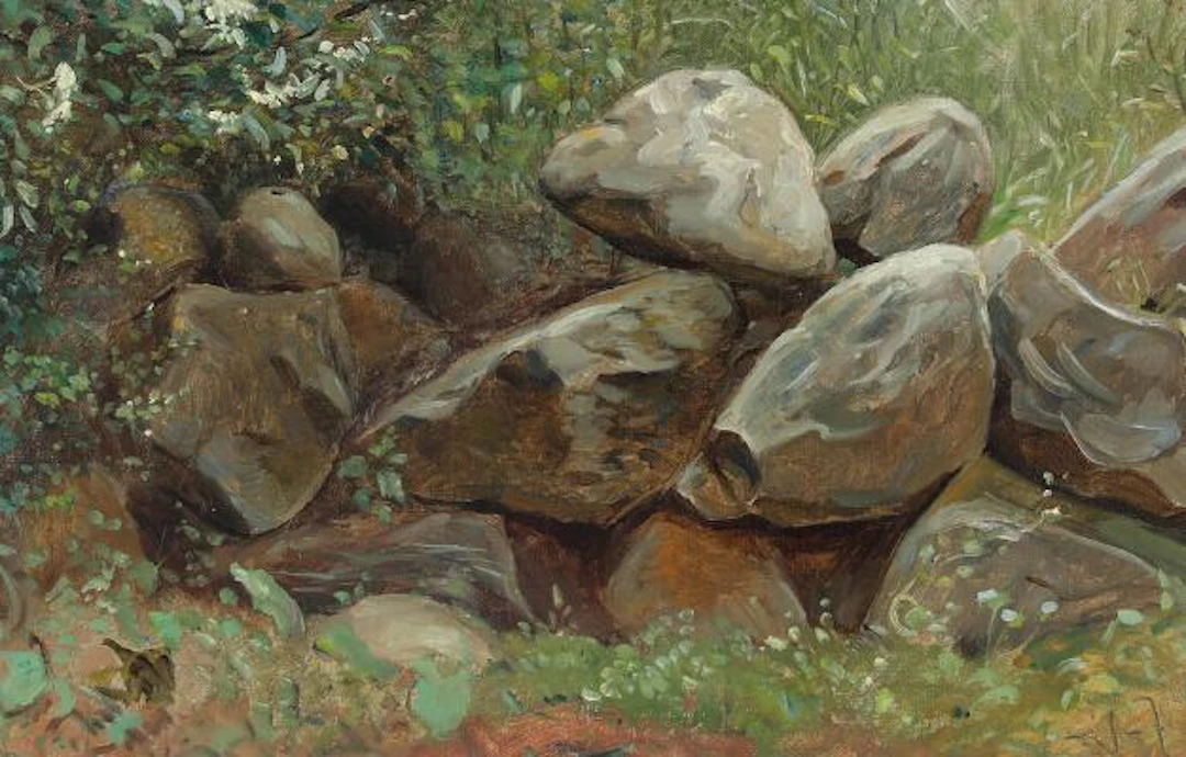 Valdemar Irminger: "St. sten, Refsnæs". Signed with monogram. Oil