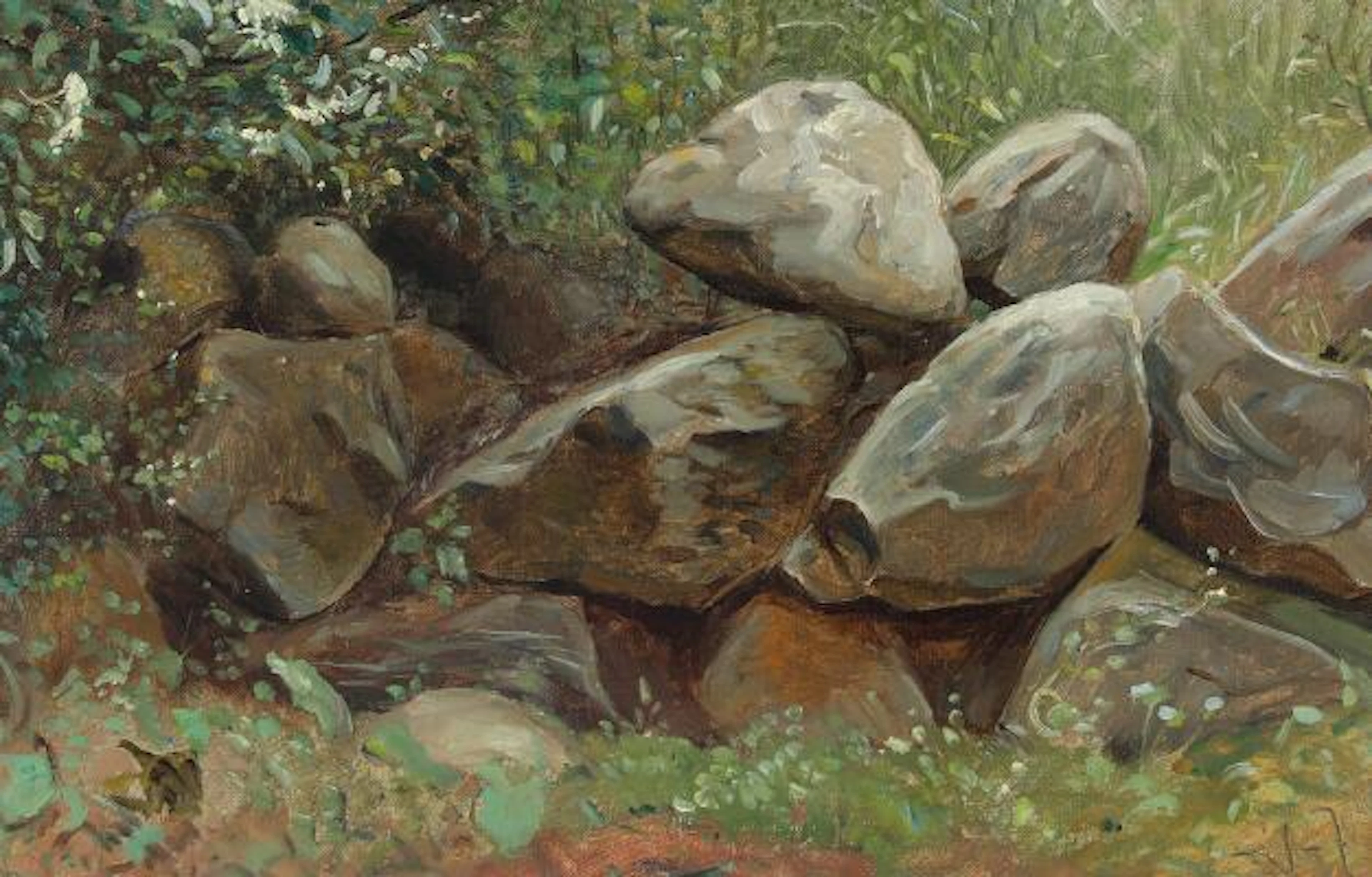 Valdemar Irminger: "St. sten, Refsnæs". Signed with monogram. Oil