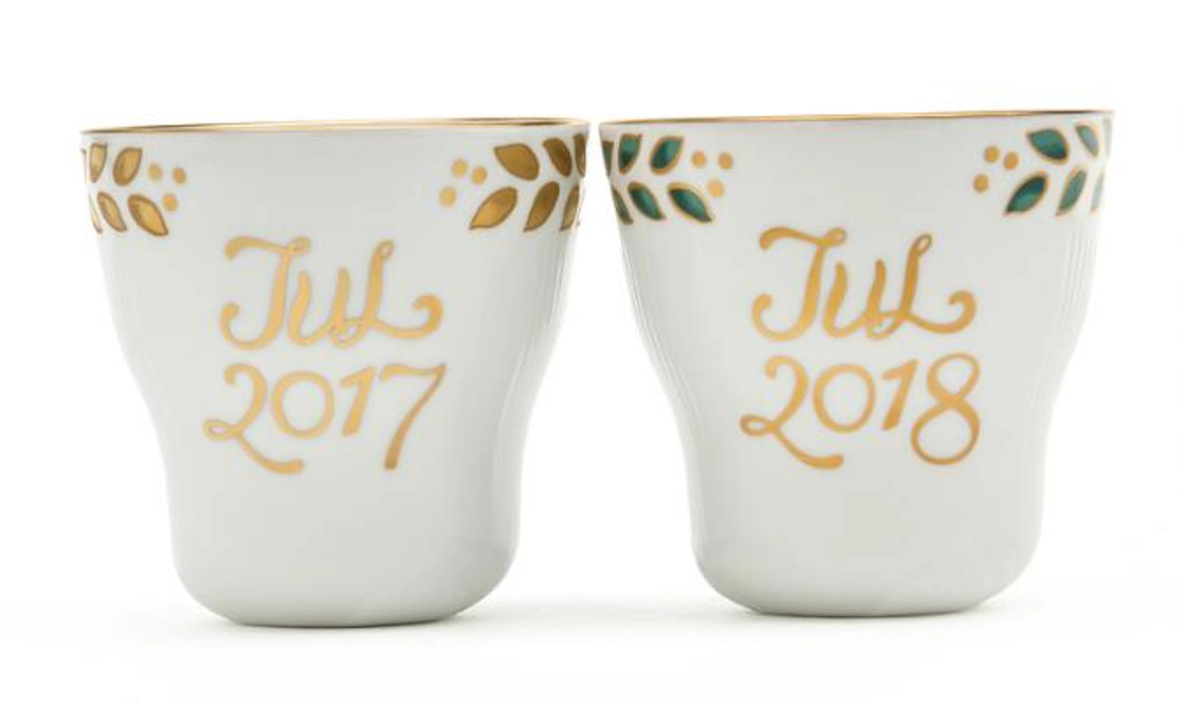Her Majesty Queen Margrethe II of Denmark: Two porcelain thermo mugs.