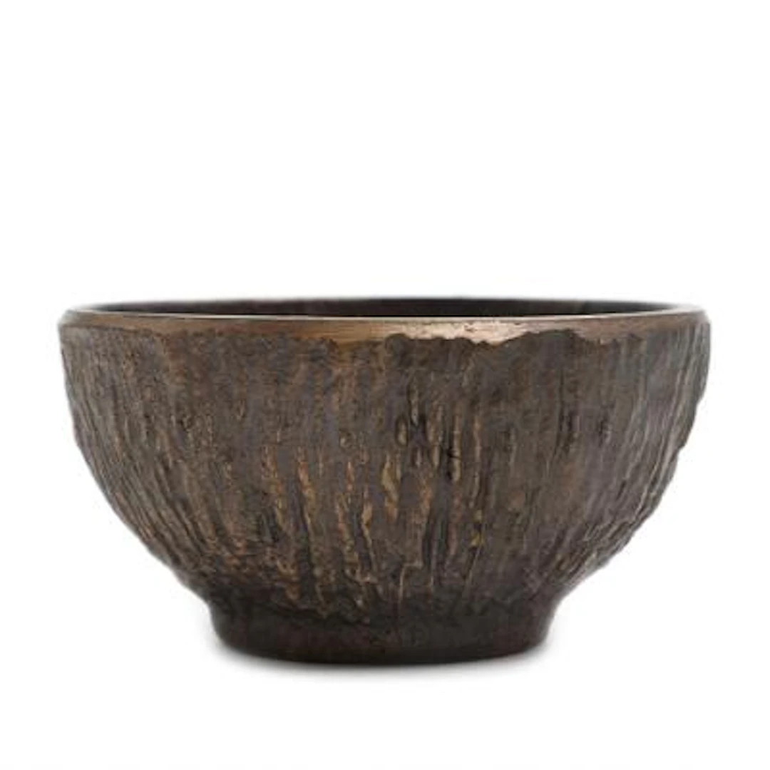 Danish design: Bowl in patinated bronze with fluted exterior. H. 4.5.