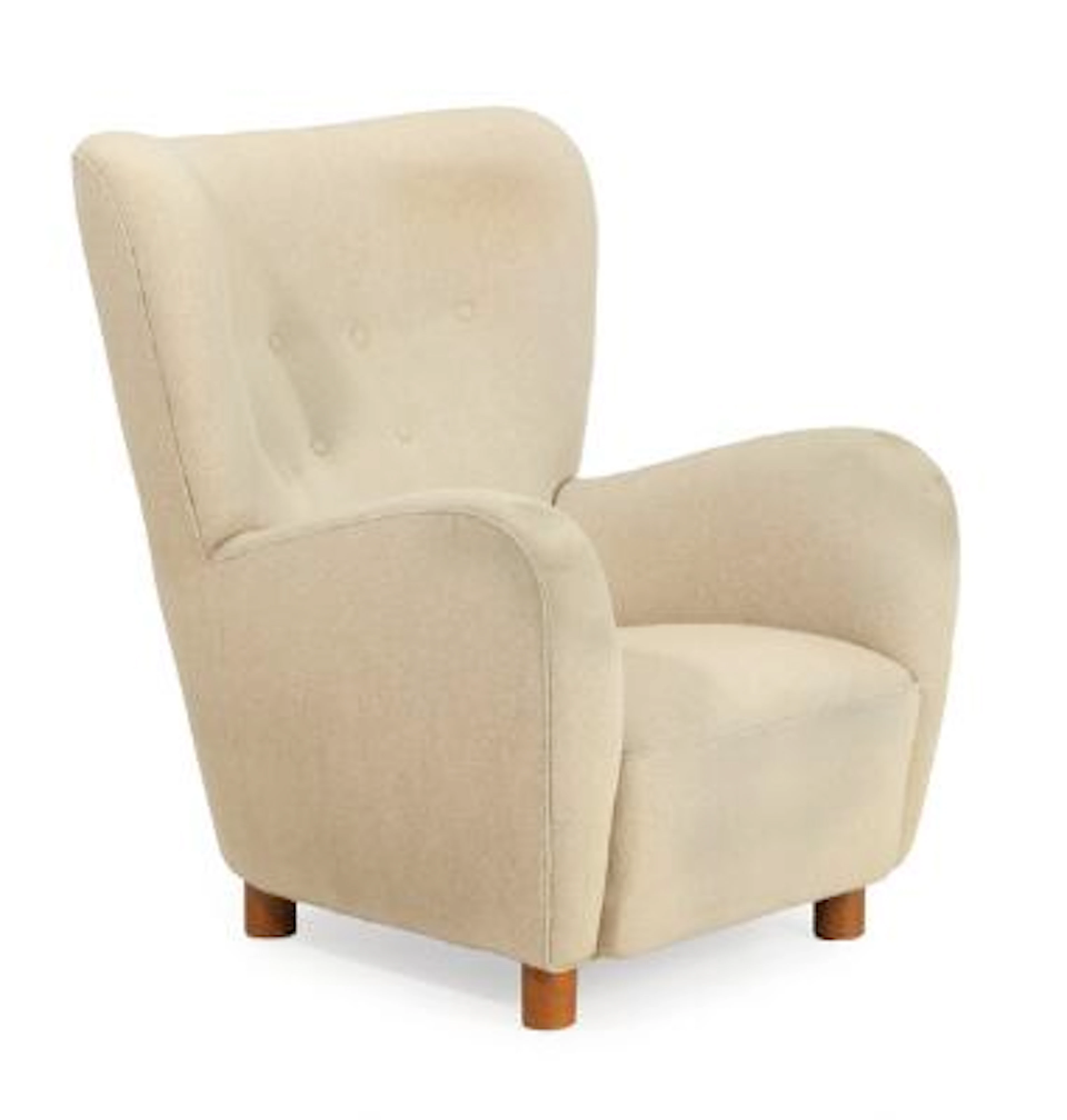 Danish furniture design: Easy chair with beech legs, upholstered with