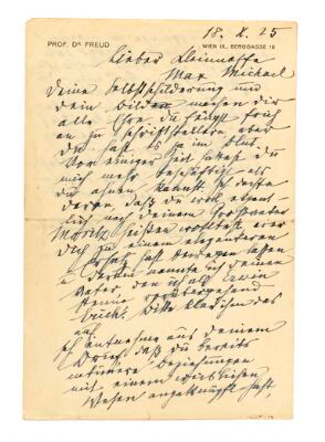 Handwritten letter with signature to grandnephew Max Michael Maurice