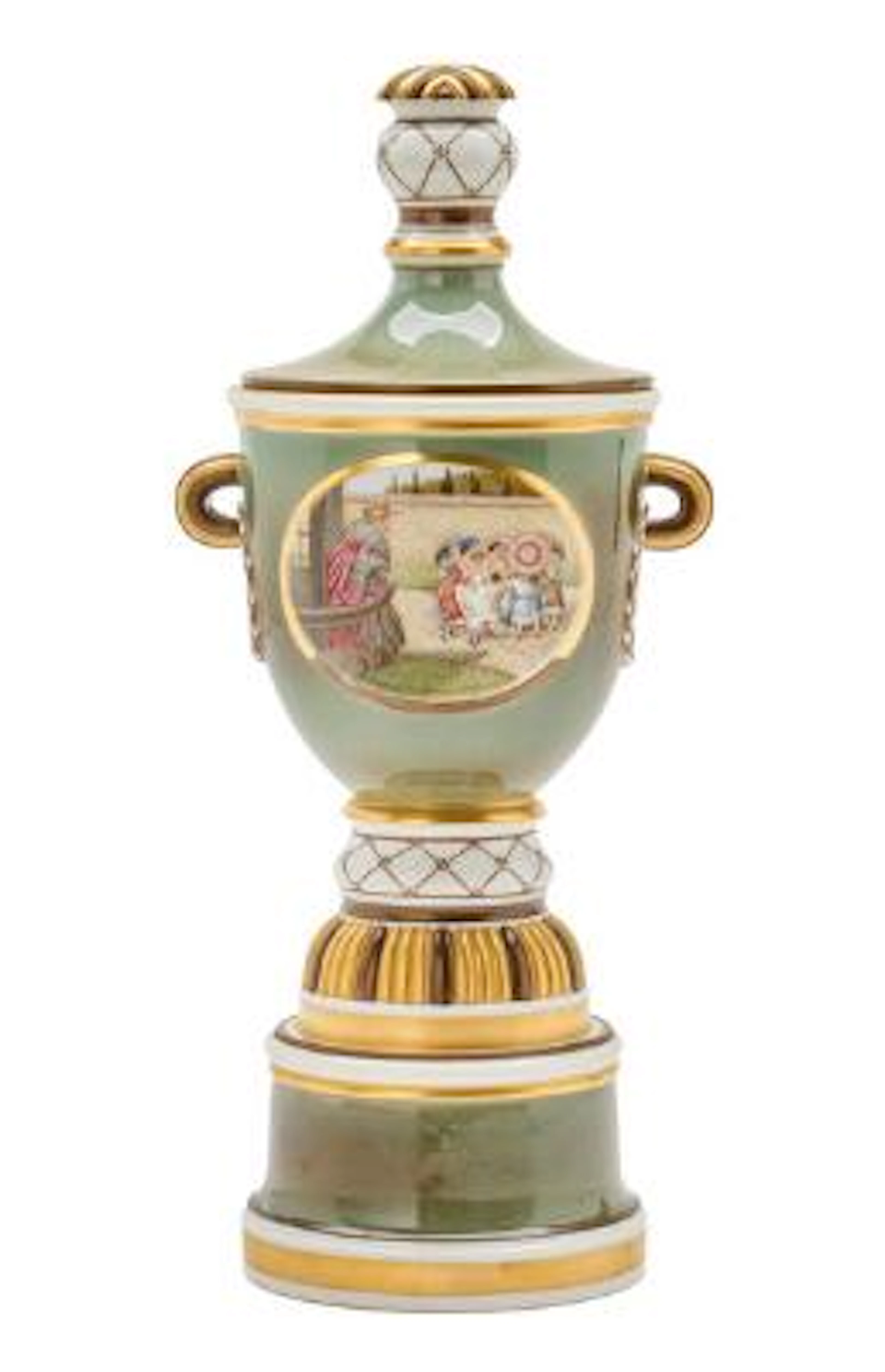 A lidded vase of porcelain made for the celebration of Hans Christian