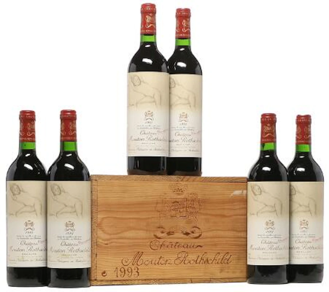 7 bts. Château Mouton Rothschild, Pauillac. 1. Cru Classé 1993 A (hf/in).