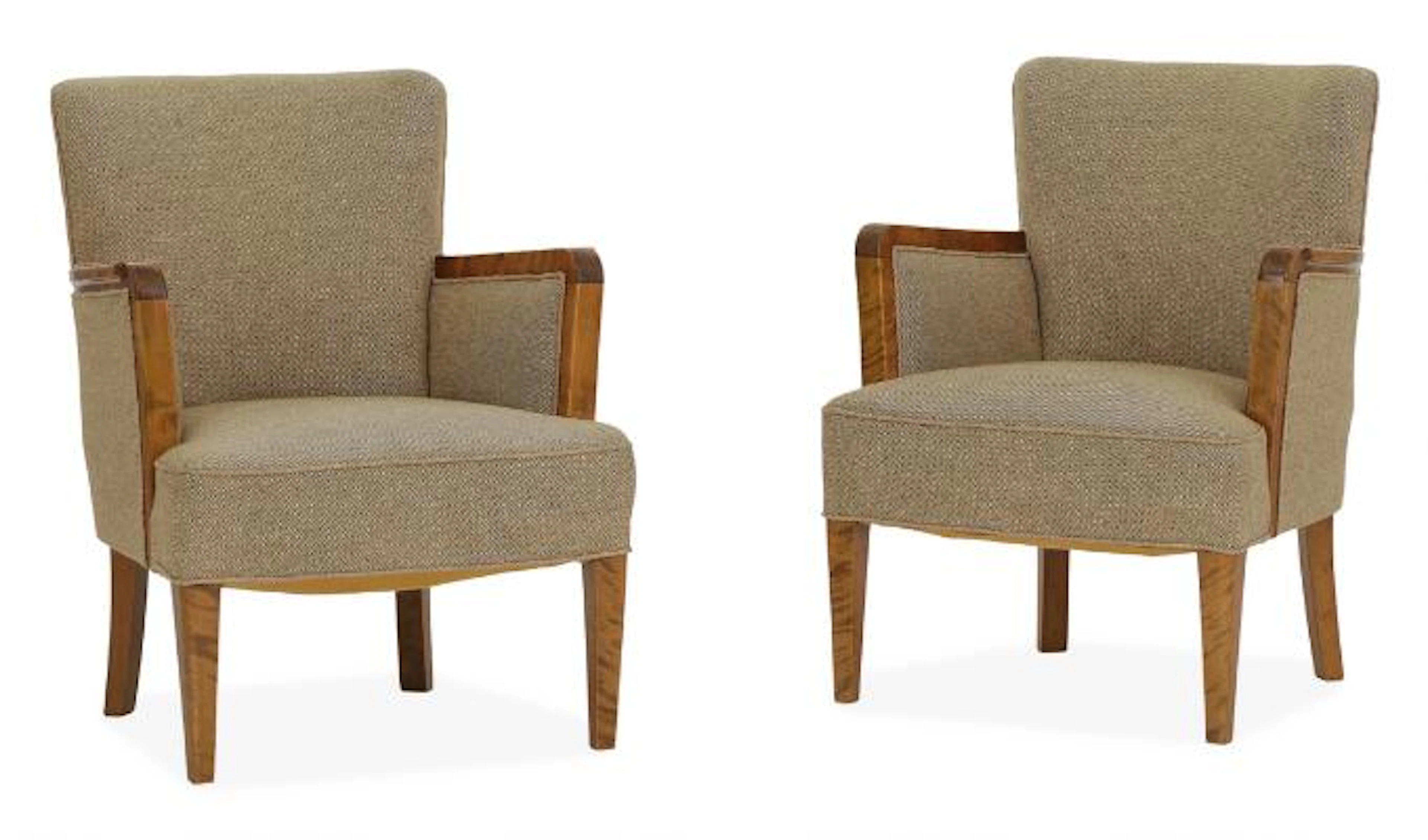 Danish cabinetmaker: A pair of armchairs with birch frames. Seat and