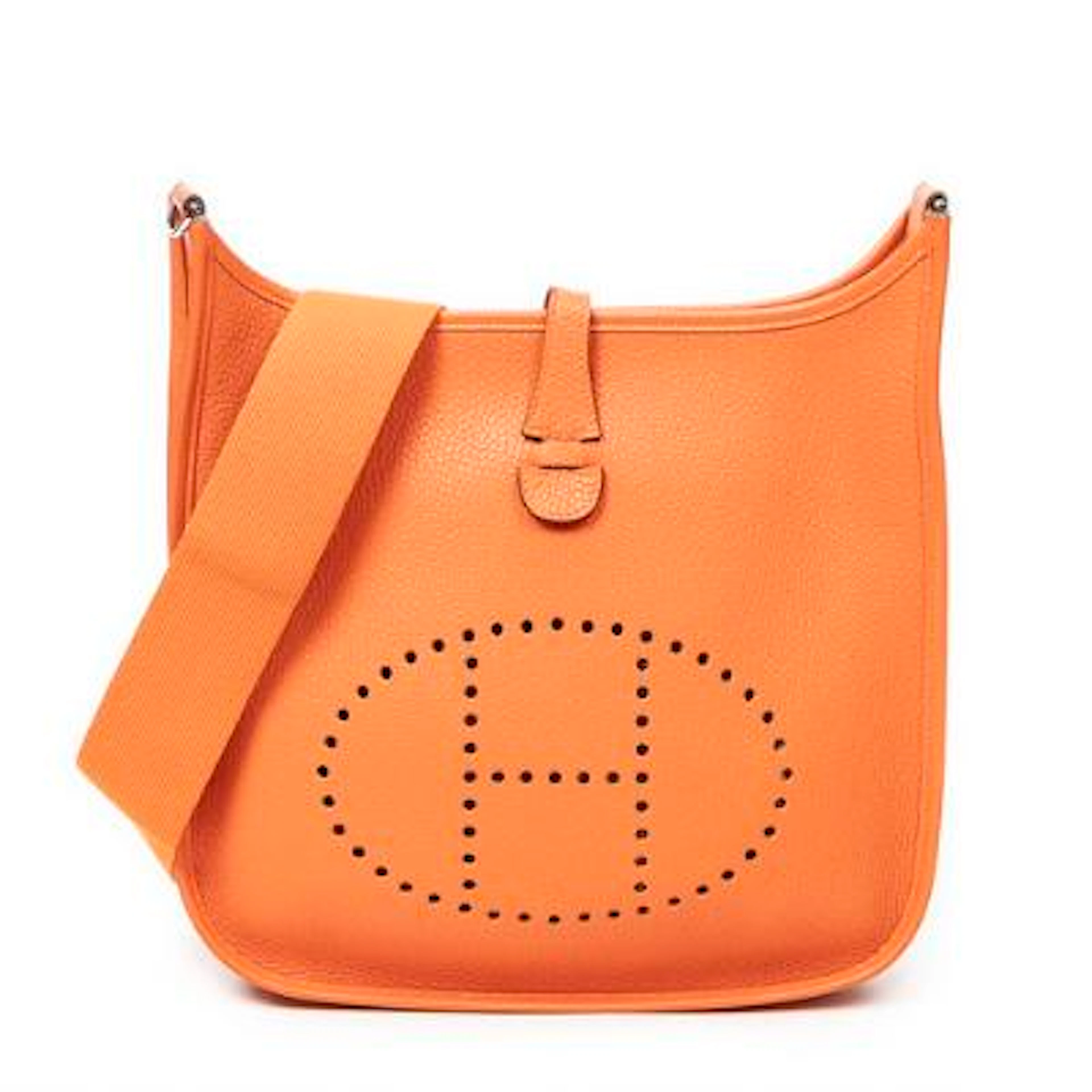Hermès: An "Evelyne III PM" handbag of orange Clemence-leather with