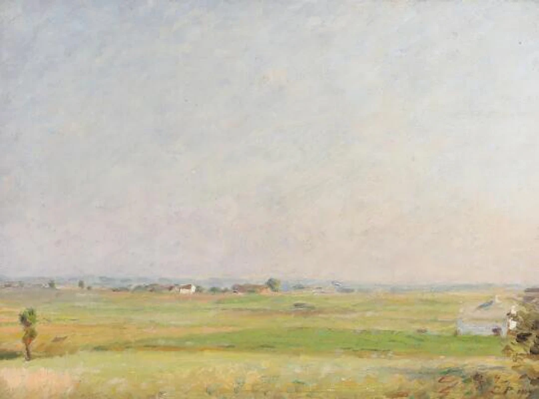 Julius Paulsen: View of a landscape. Signed and dated JP, 1914. Oil
