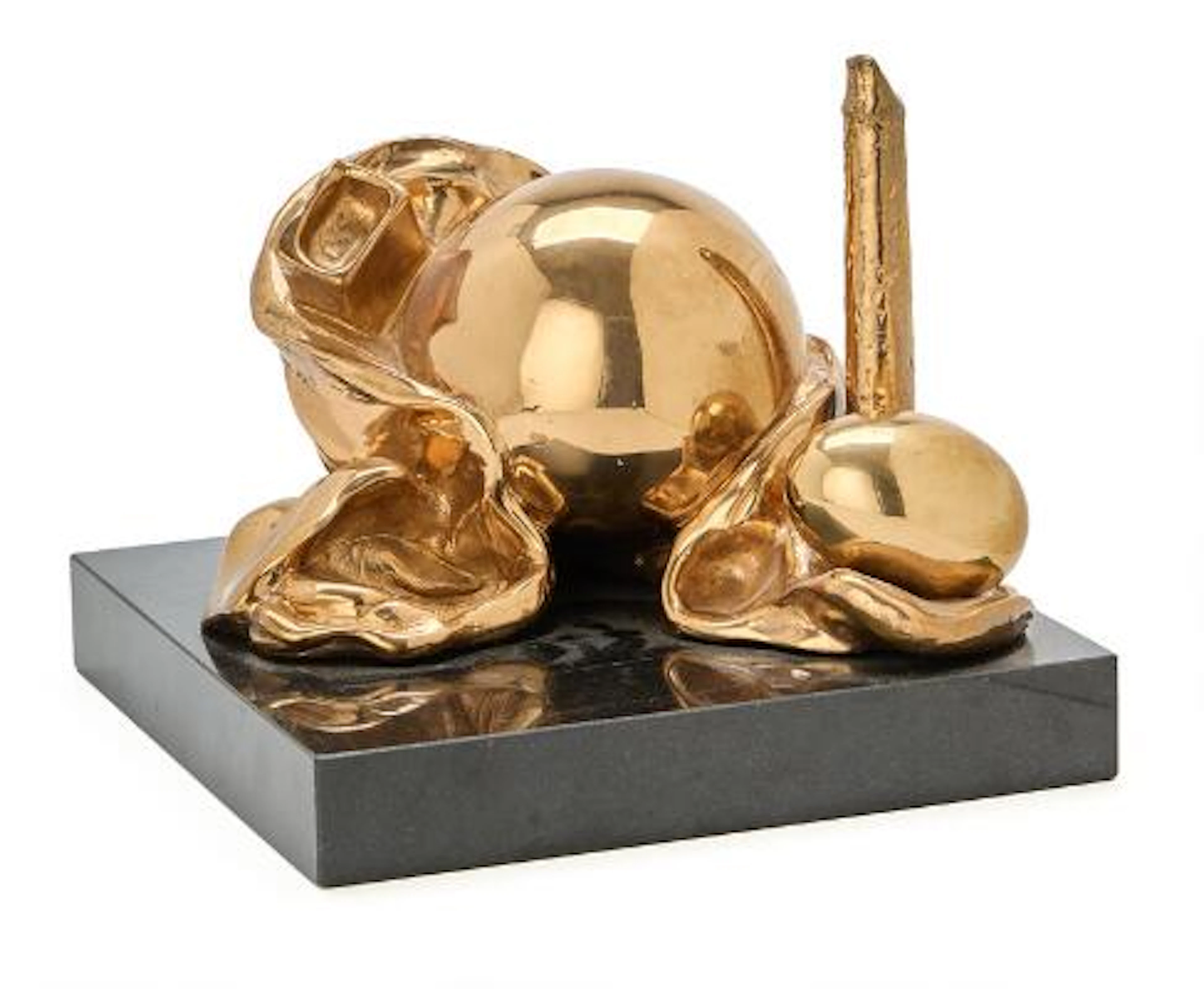 Jens-Flemming Sørensen: Sphere. Unsigned. Bronze on granite base.