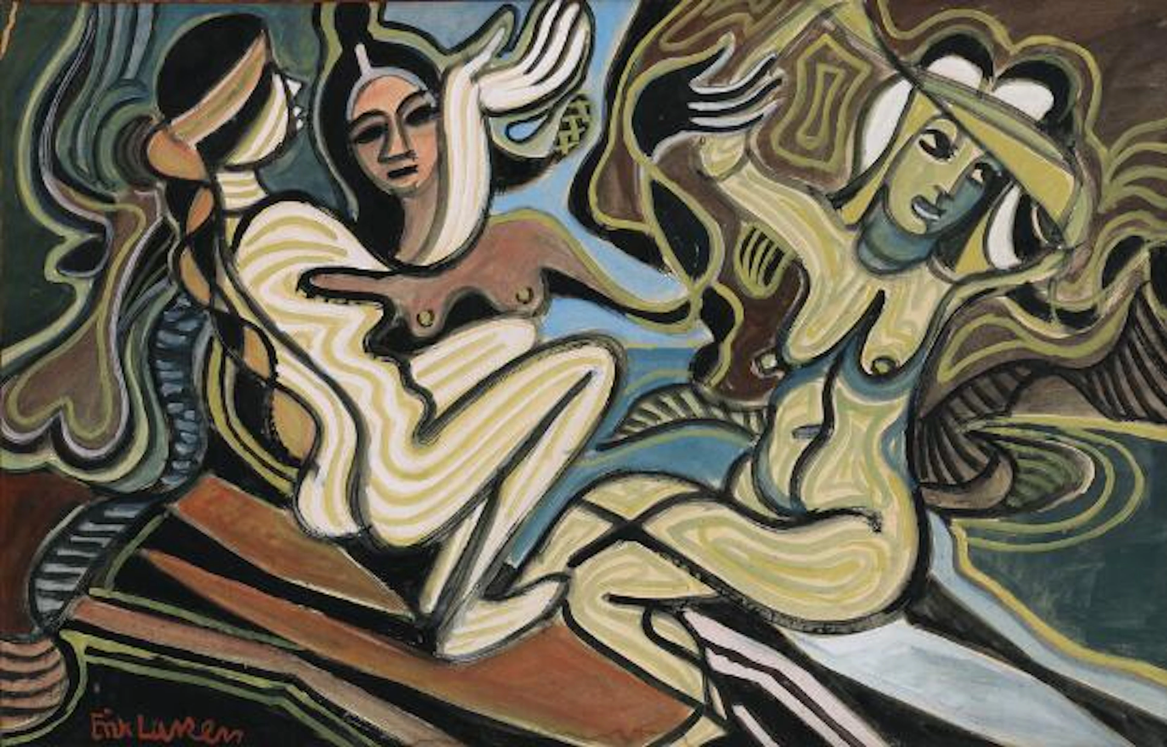 Erik Larsen: Untitled. Signed Erik Larsen. Gouache on paper. 56 x