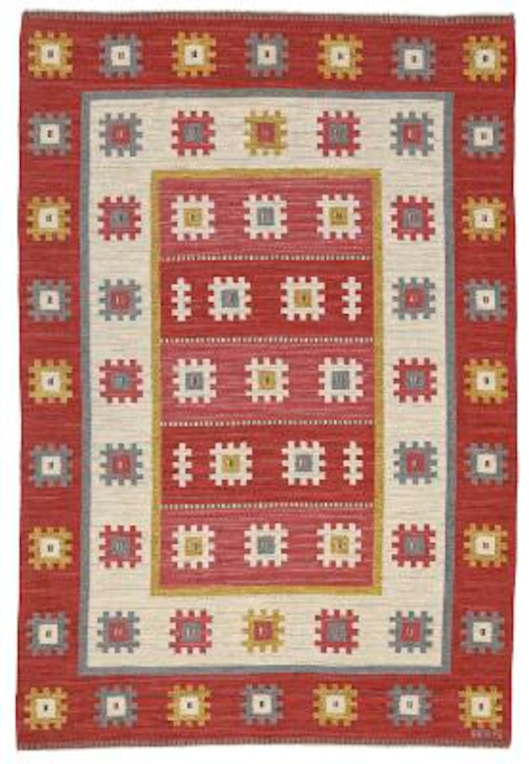 Anna-Greta Sjöqvist: Handwoven wool carpet in "rölakan" flatweave