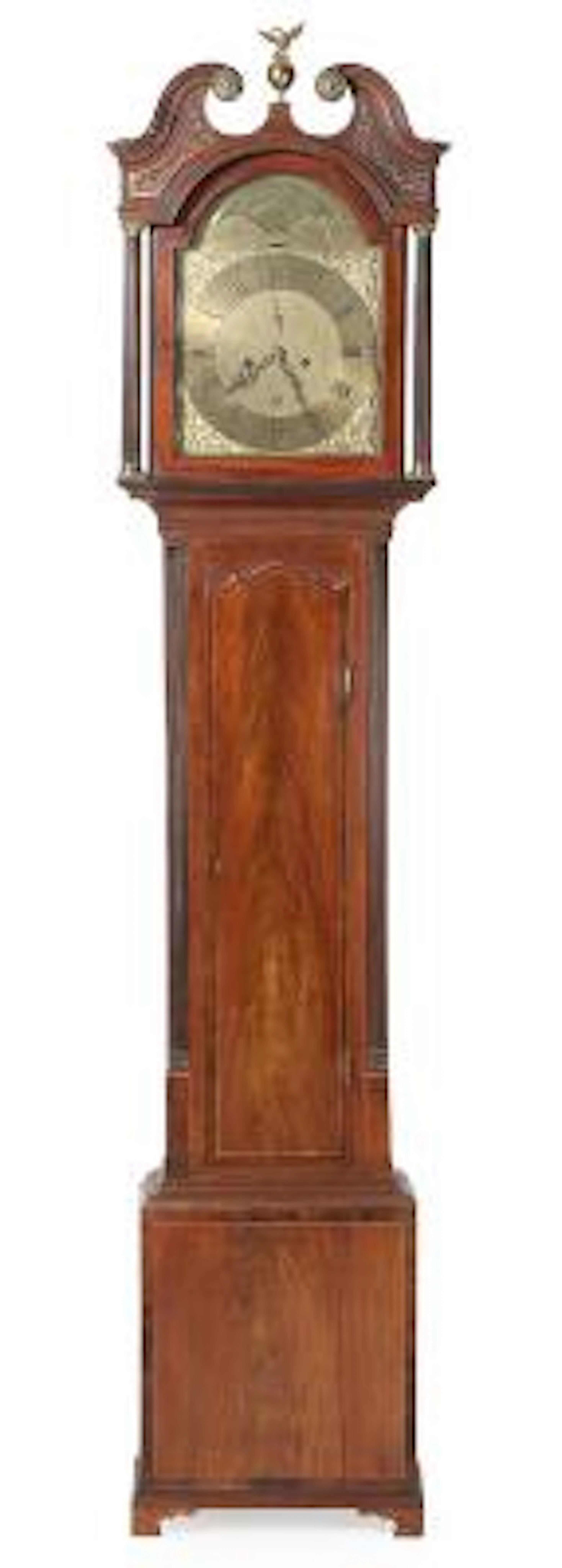 An English George III longcase clock in mahogany case. Plaque signed
