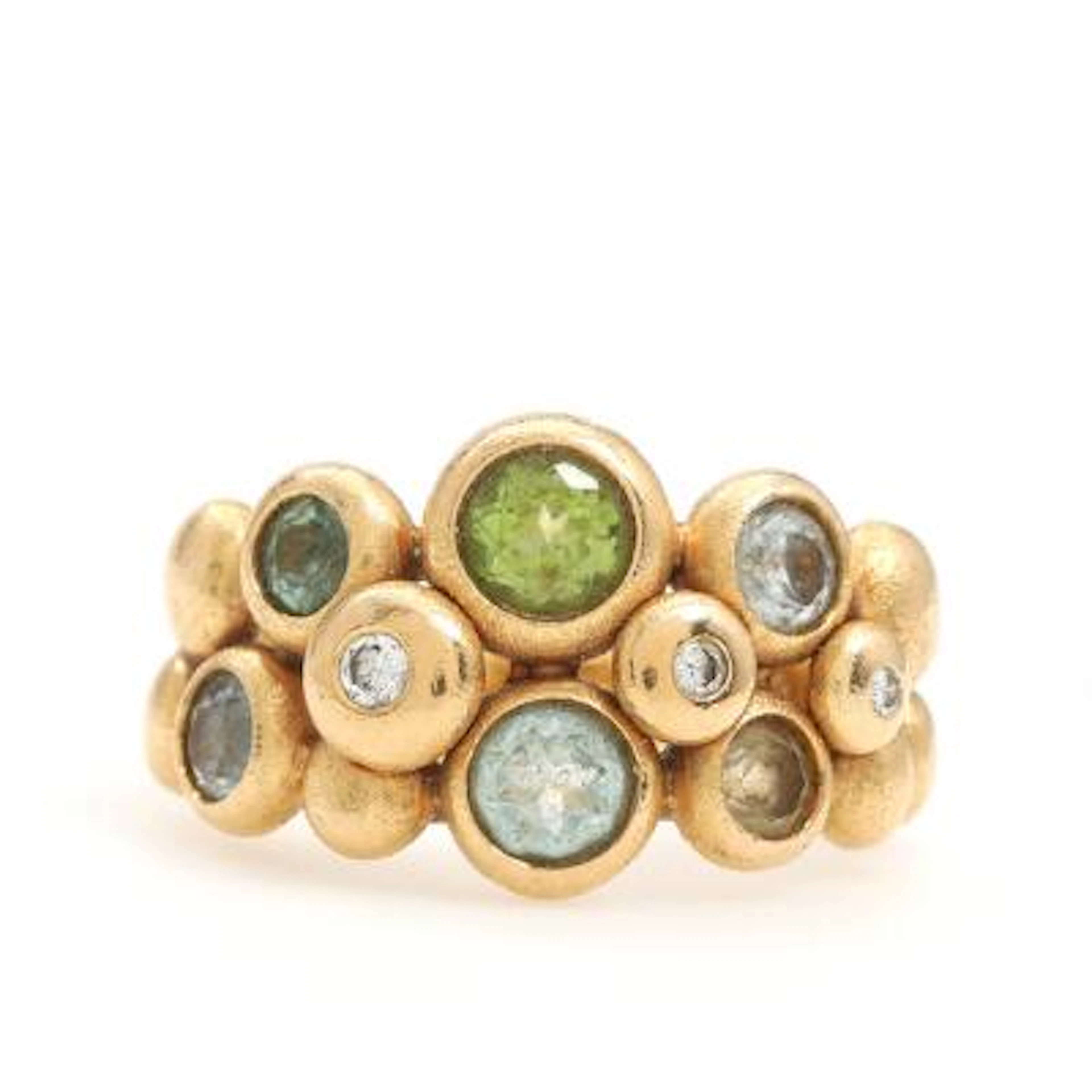 Ole Lynggaard: A double "Bubble" ring set with a faceted beryl, aquamarine