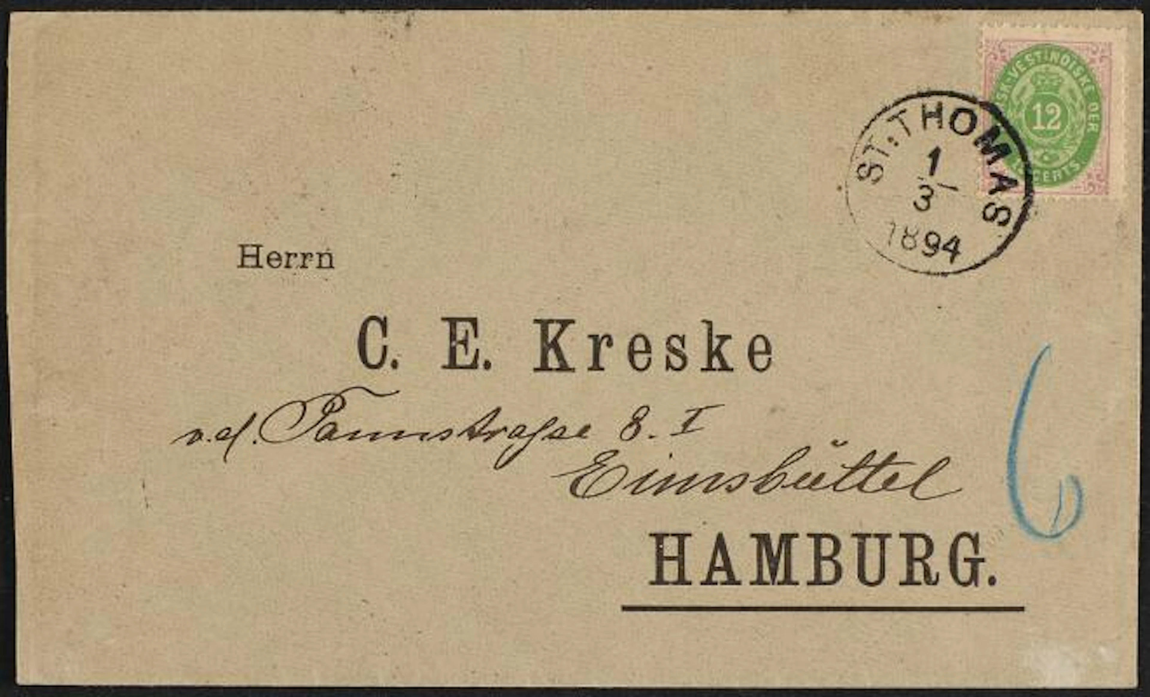Danish West Indies. 1877. 12 Cents lilac/yellow green. 2nd print.