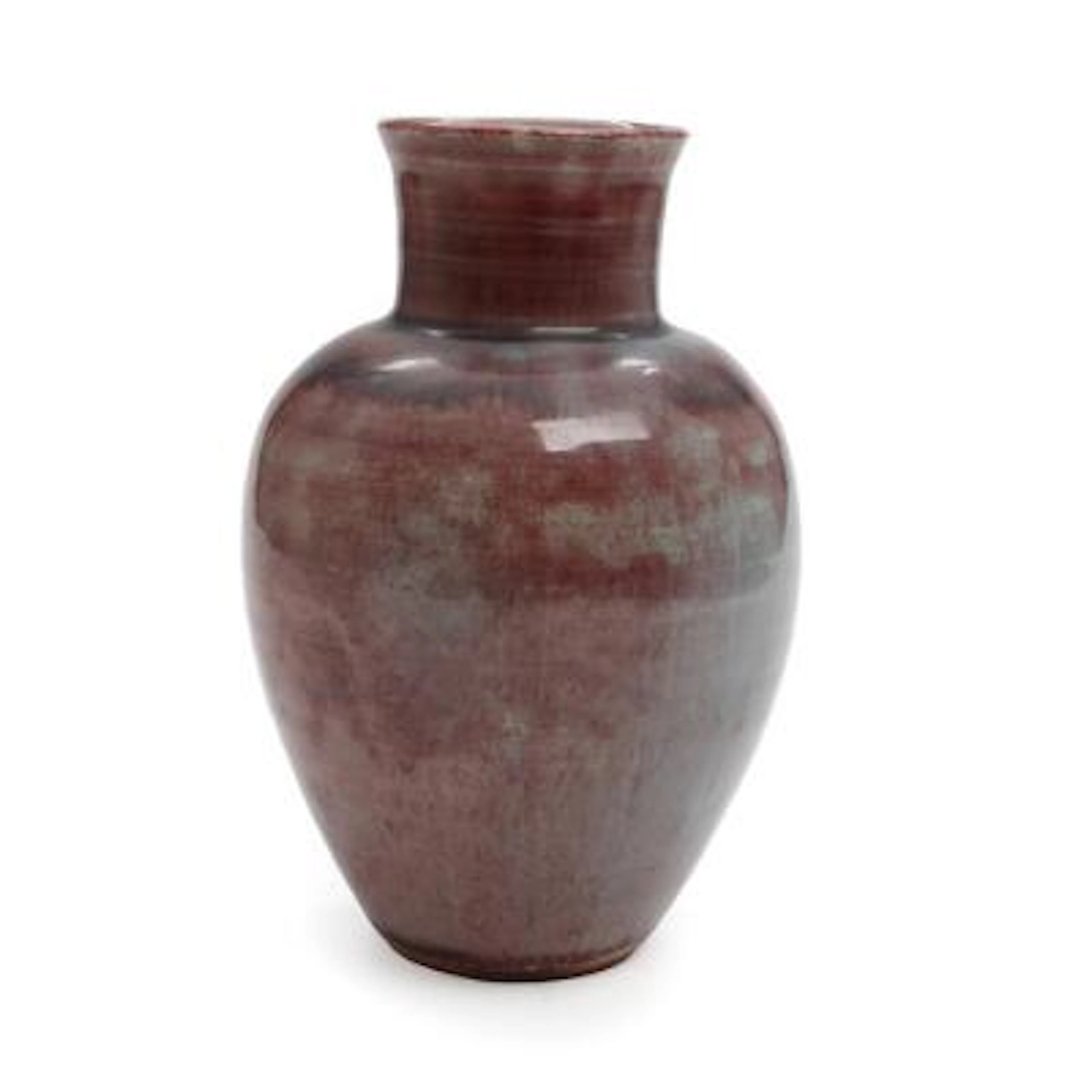 Royal Copenhagen: Baluster-shaped stoneware vase. Decorated with reddish