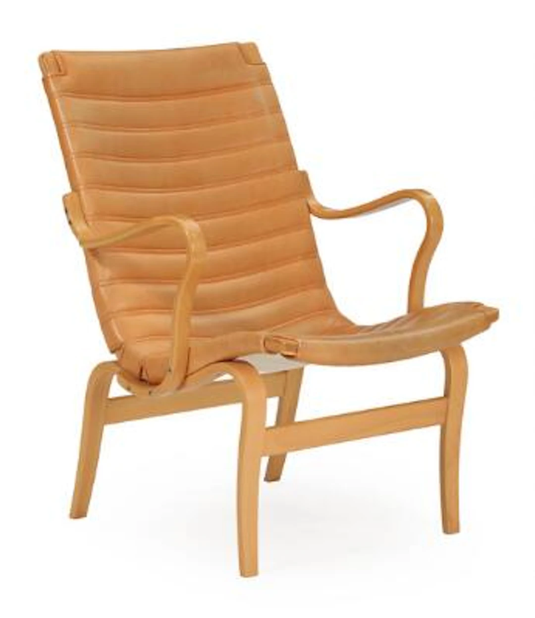 Bruno Mathsson: "Eva". Beech armchair, seat and back upholstered with