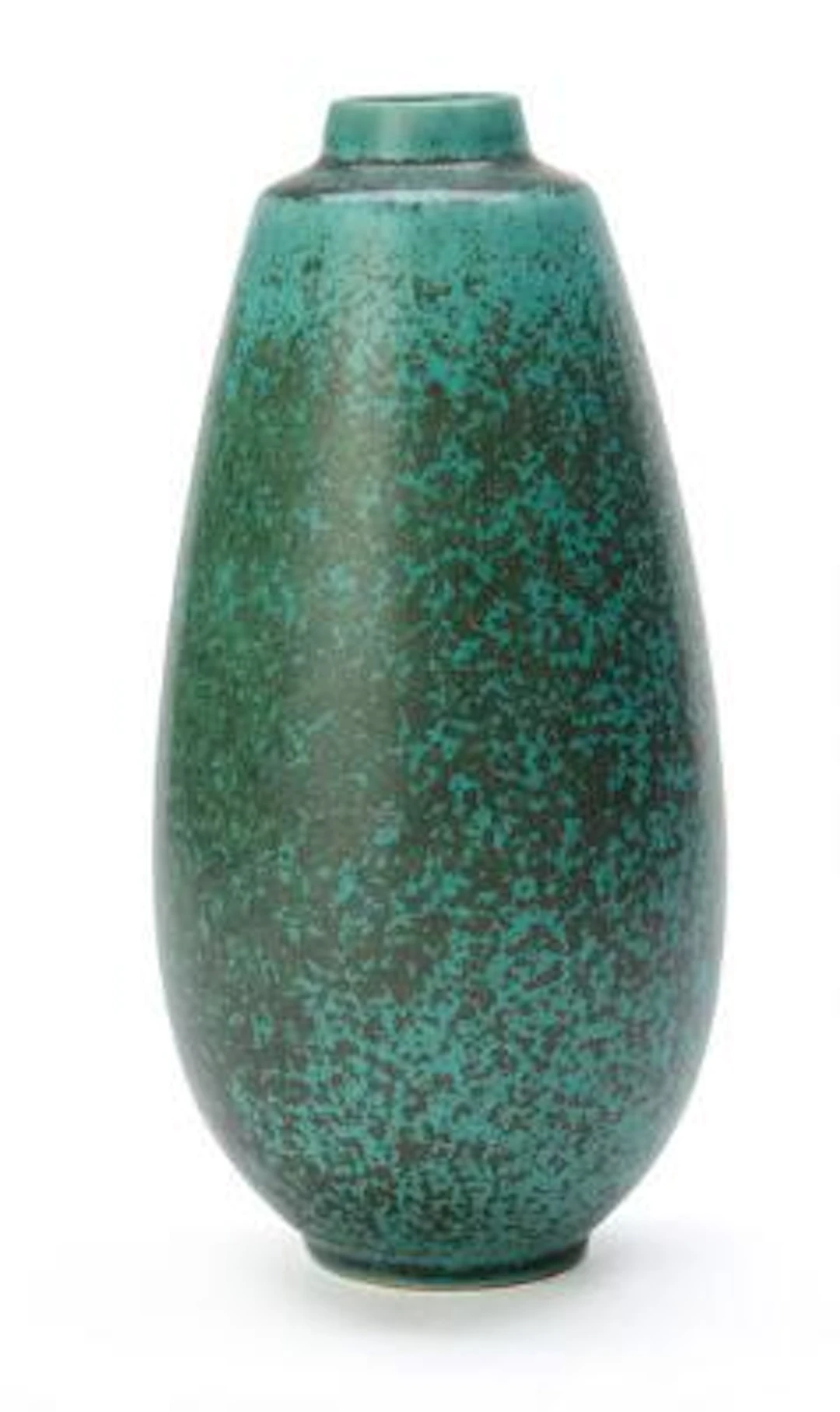 Saxbo: A tall stoneware vase decorated with turquoise-blue glaze.