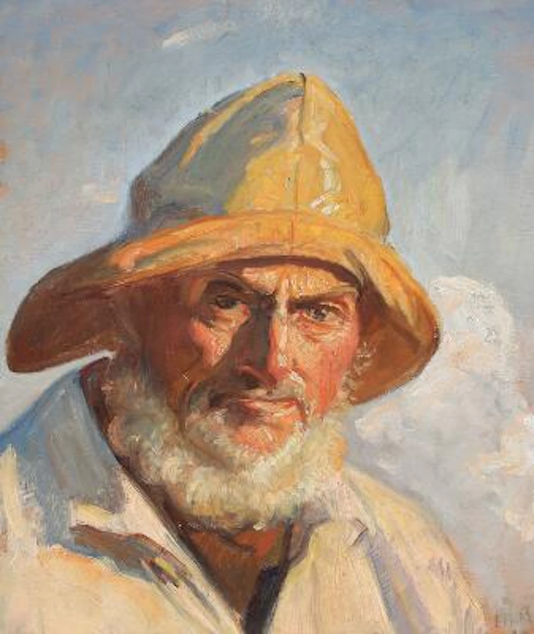 Michael Ancher: "Fisker i aftensol". Signed and dated M.A. 16. Oil
