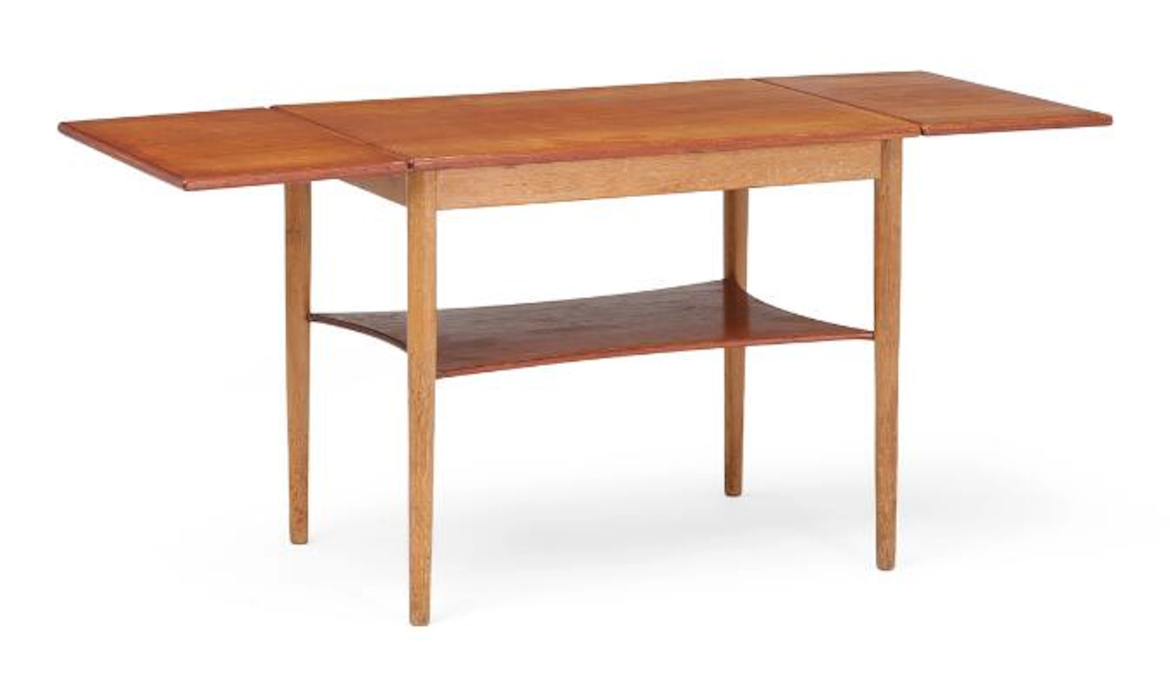 Børge Mogensen: Coffee table with top, flaps and shelf in teak, frame