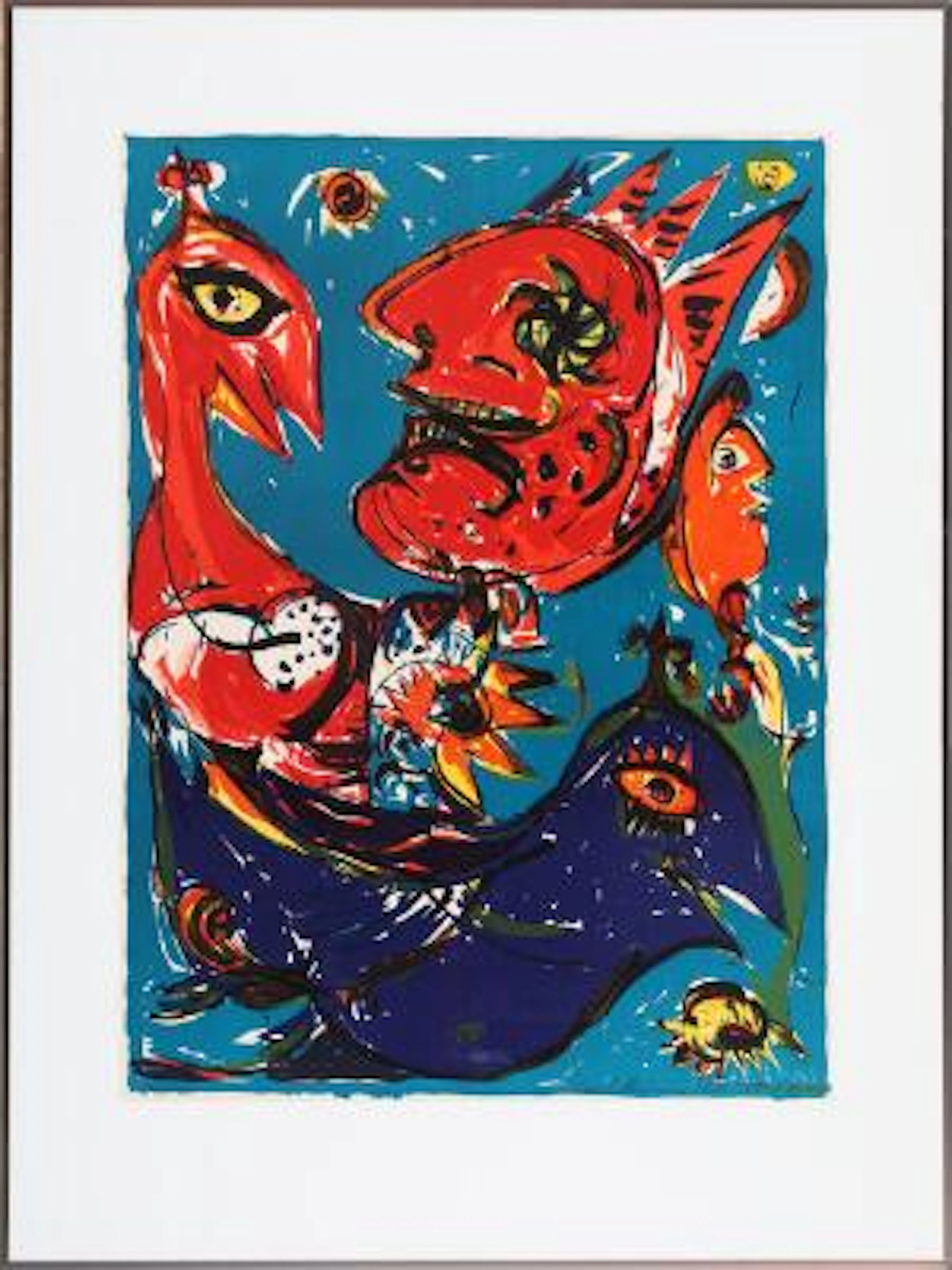 Carl-Henning Pedersen: Composition, 1978. Signed. Lithograph in colours.
