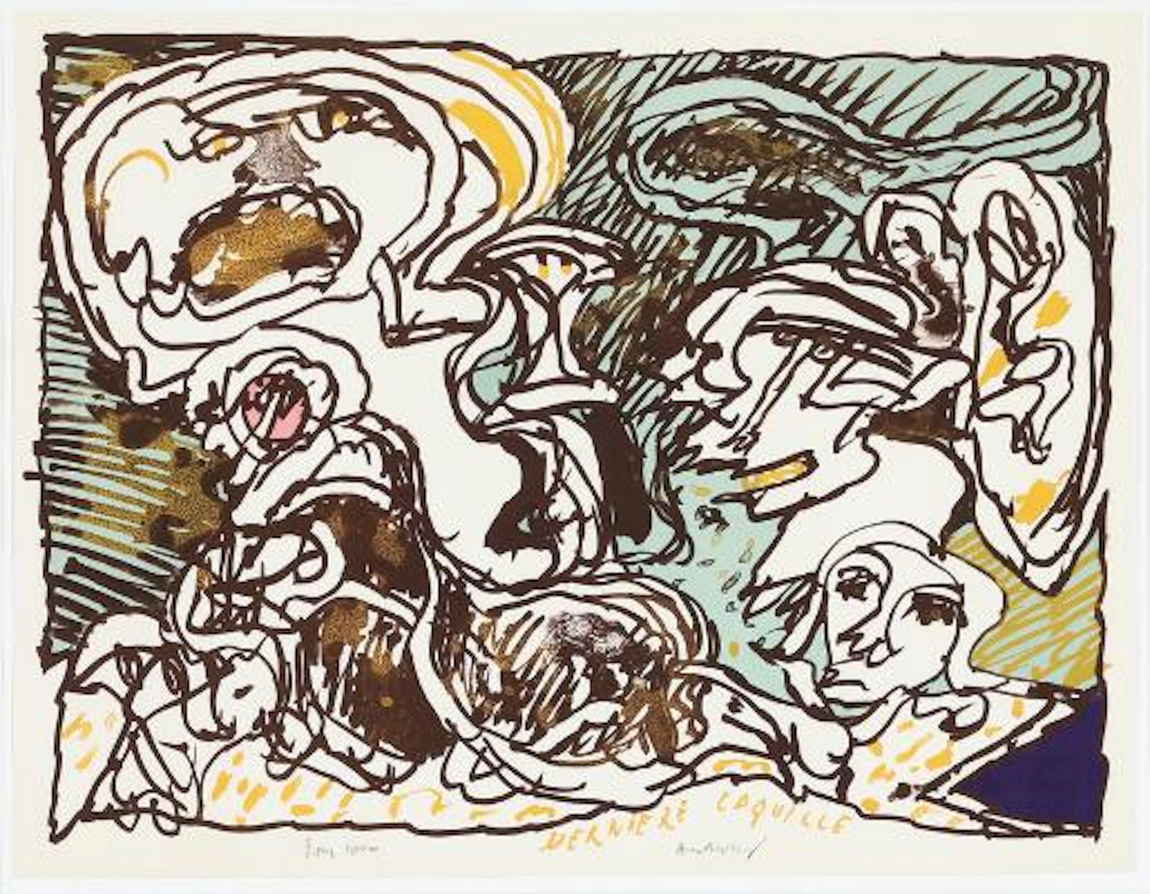 Pierre Alechinsky: "Dernière Coquille", 1977. Signed Alechinsky, Pour