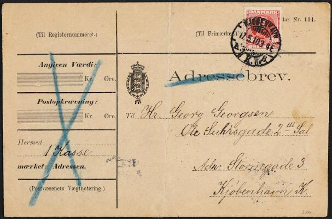 Greenland. 1907. Frederik VIII. 10 Øre, red. Parcelcover for a parcel
