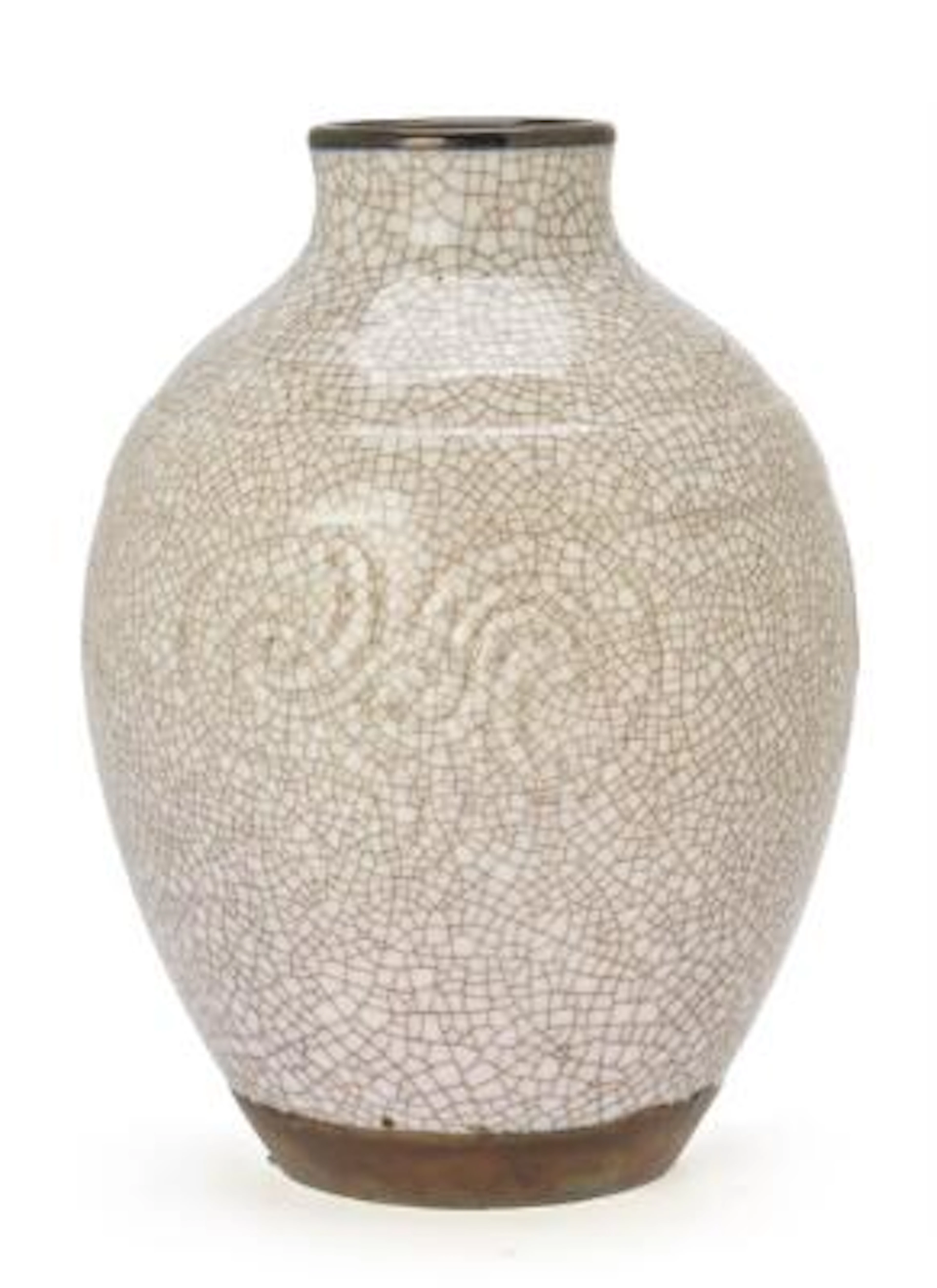 Effie Hegermann-Lindencrone: A porcelain krakele vase. Signed monogram.