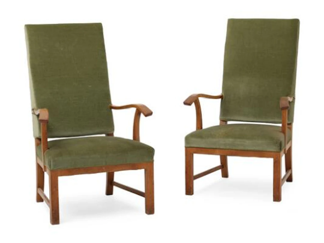 Danish master cabinetmaker: A pair of oak armchairs. Seat and back