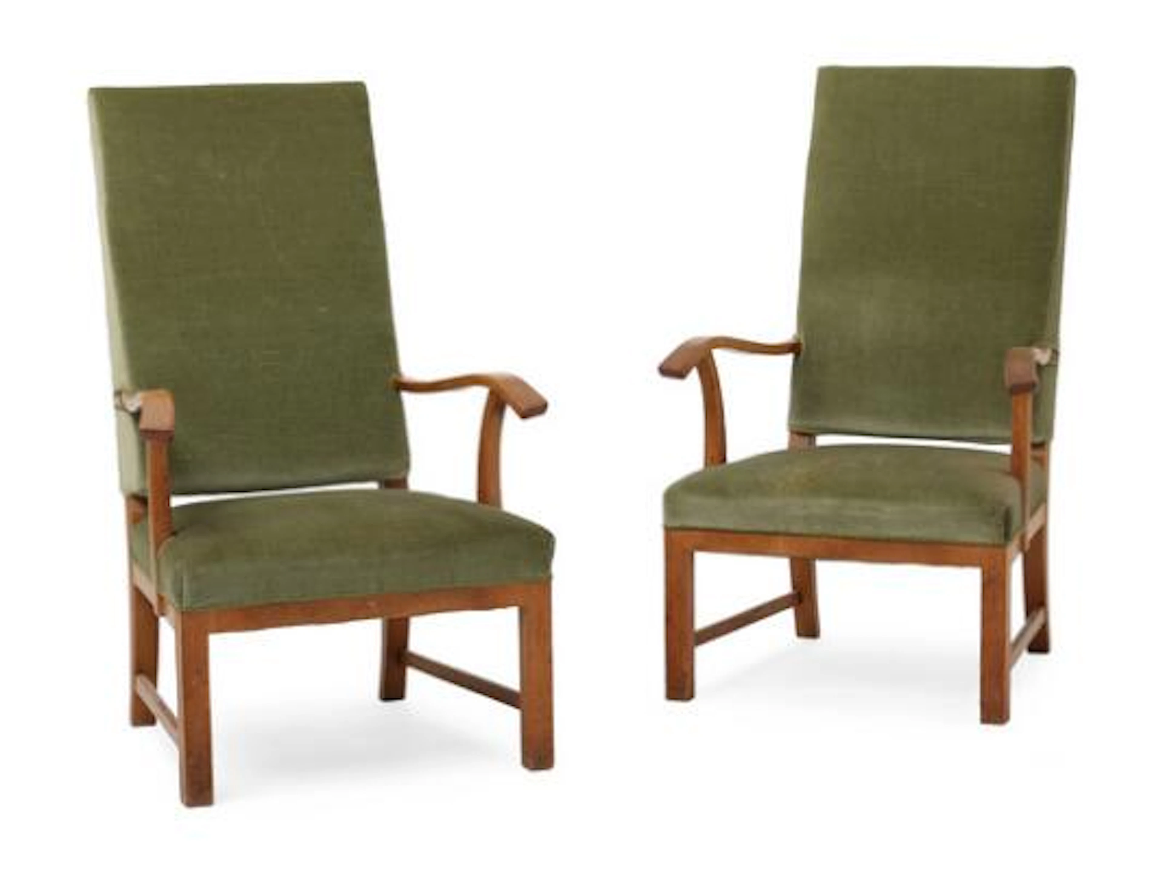 Danish master cabinetmaker: A pair of oak armchairs. Seat and back