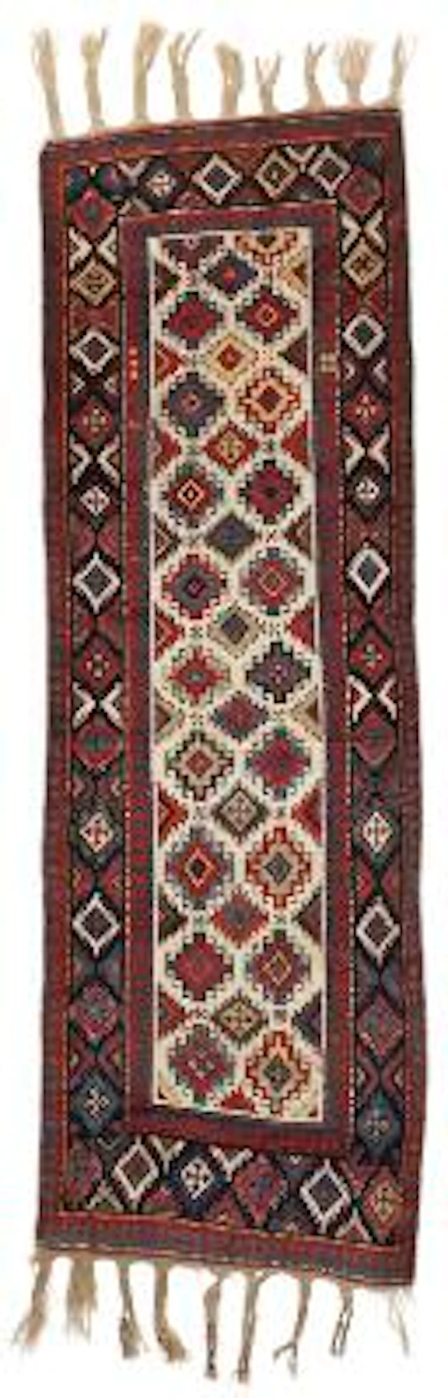 An antique Shahsavan runner, Caucasus. All over memling gül design