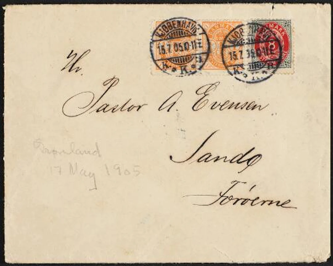 Greenland. 1895-1902. 8 Øre, grey/red, inverted frame and Arms. 1