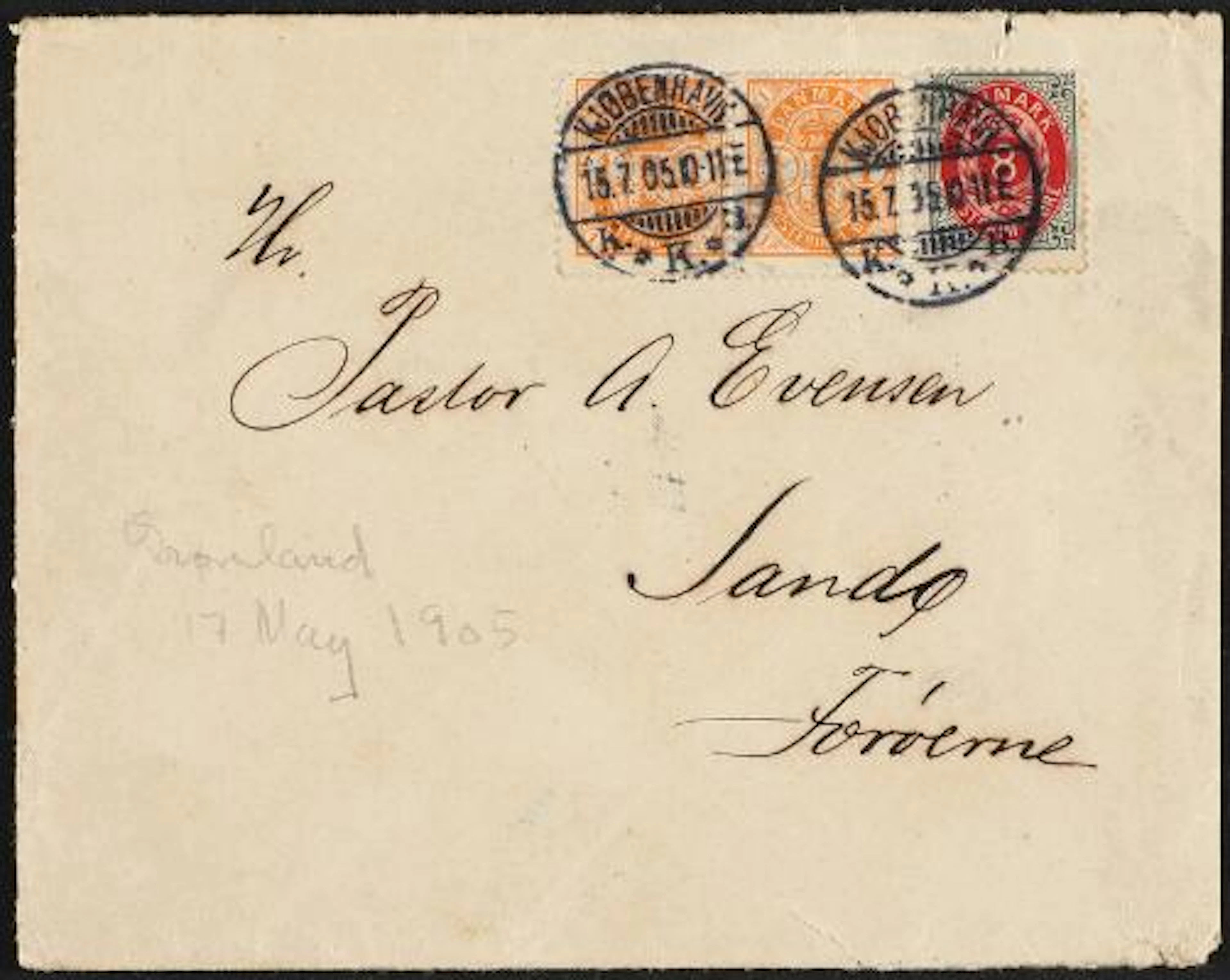 Greenland. 1895-1902. 8 Øre, grey/red, inverted frame and Arms. 1