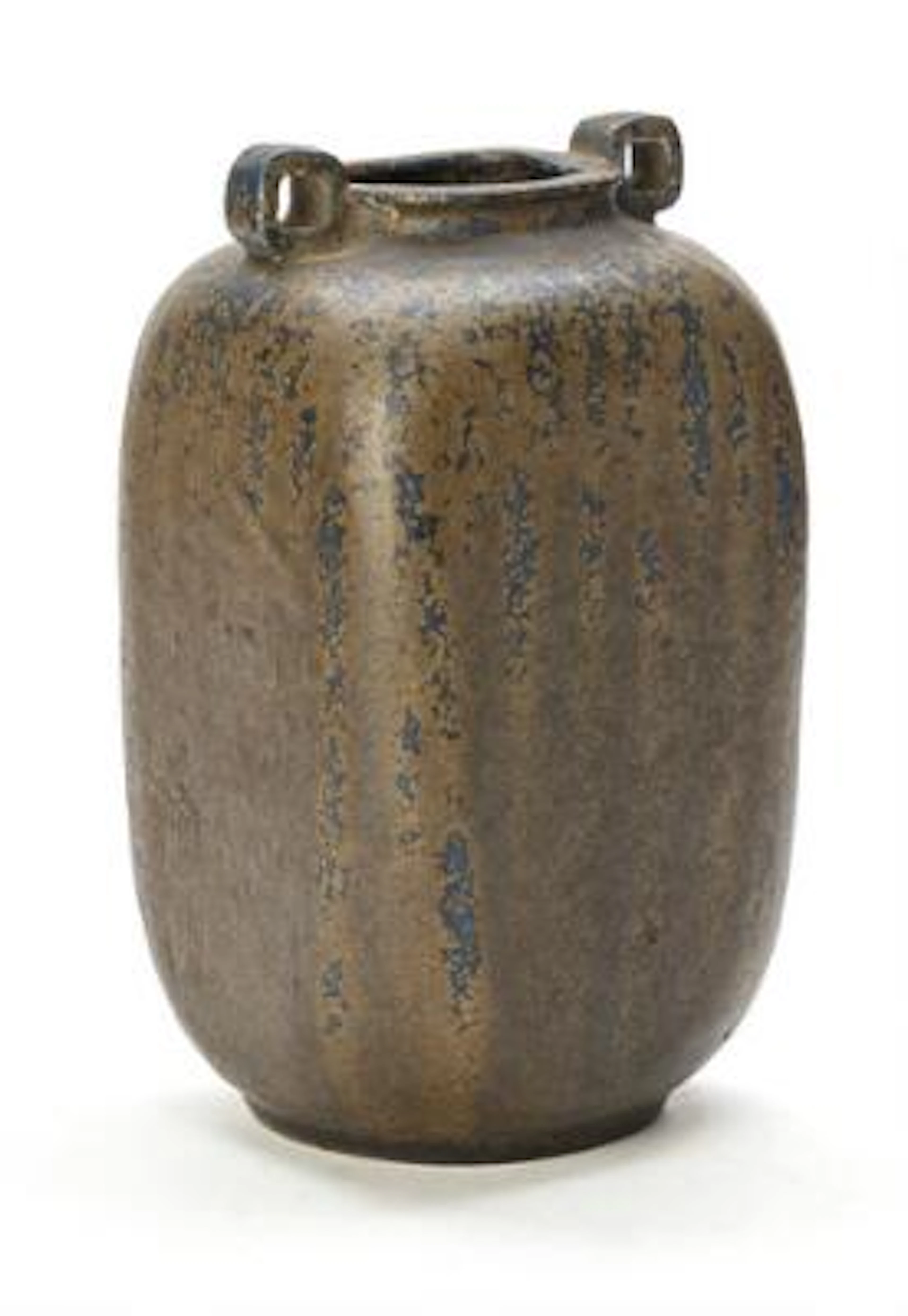 Arne Bang: A four-sided stoneware vase modelled with two small ears.