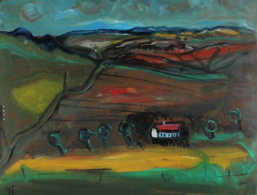 Gunnar Funck: "Thy ved høst", 1962. Signed GF. Oil on masonite. 76