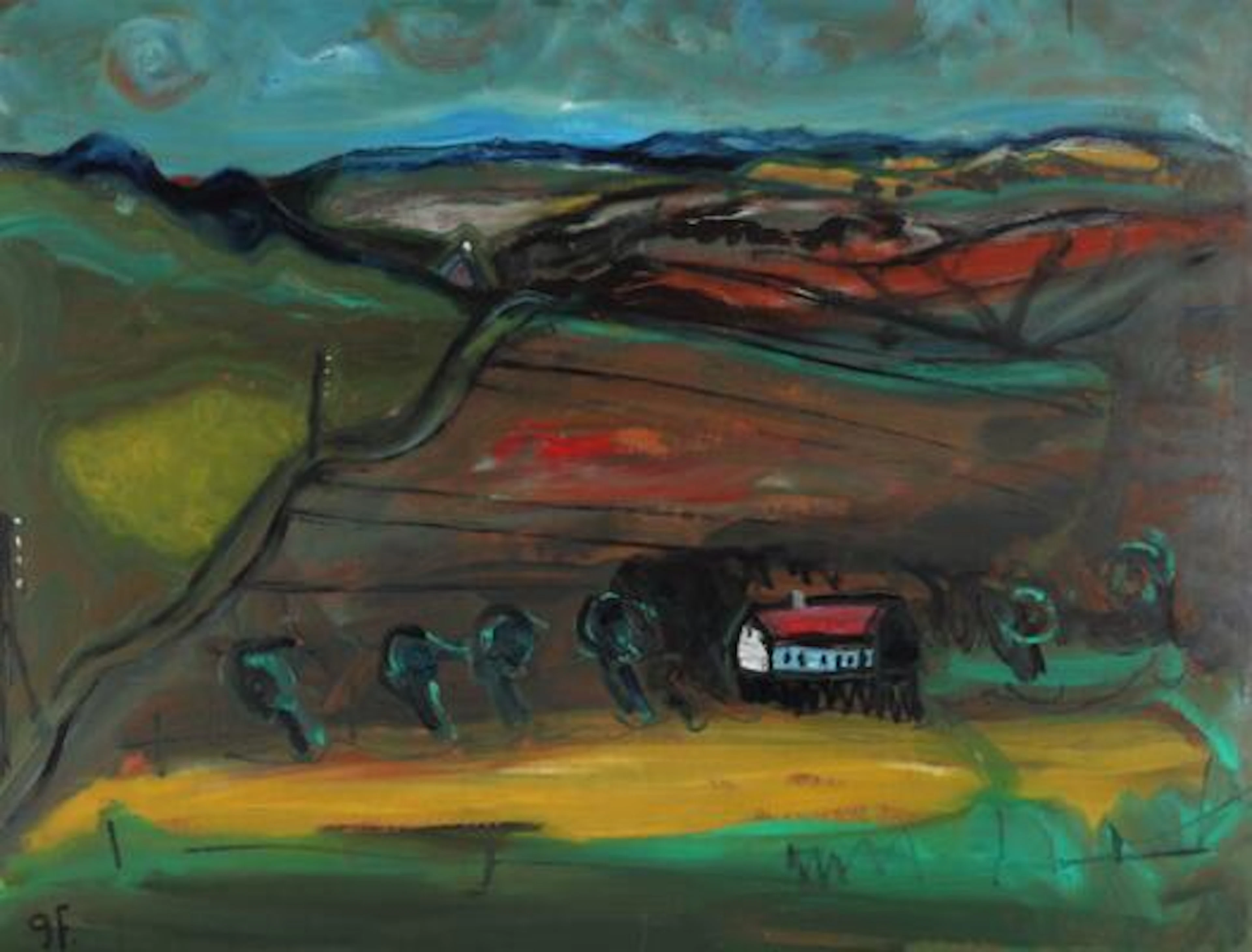 Gunnar Funck: "Thy ved høst", 1962. Signed GF. Oil on masonite. 76