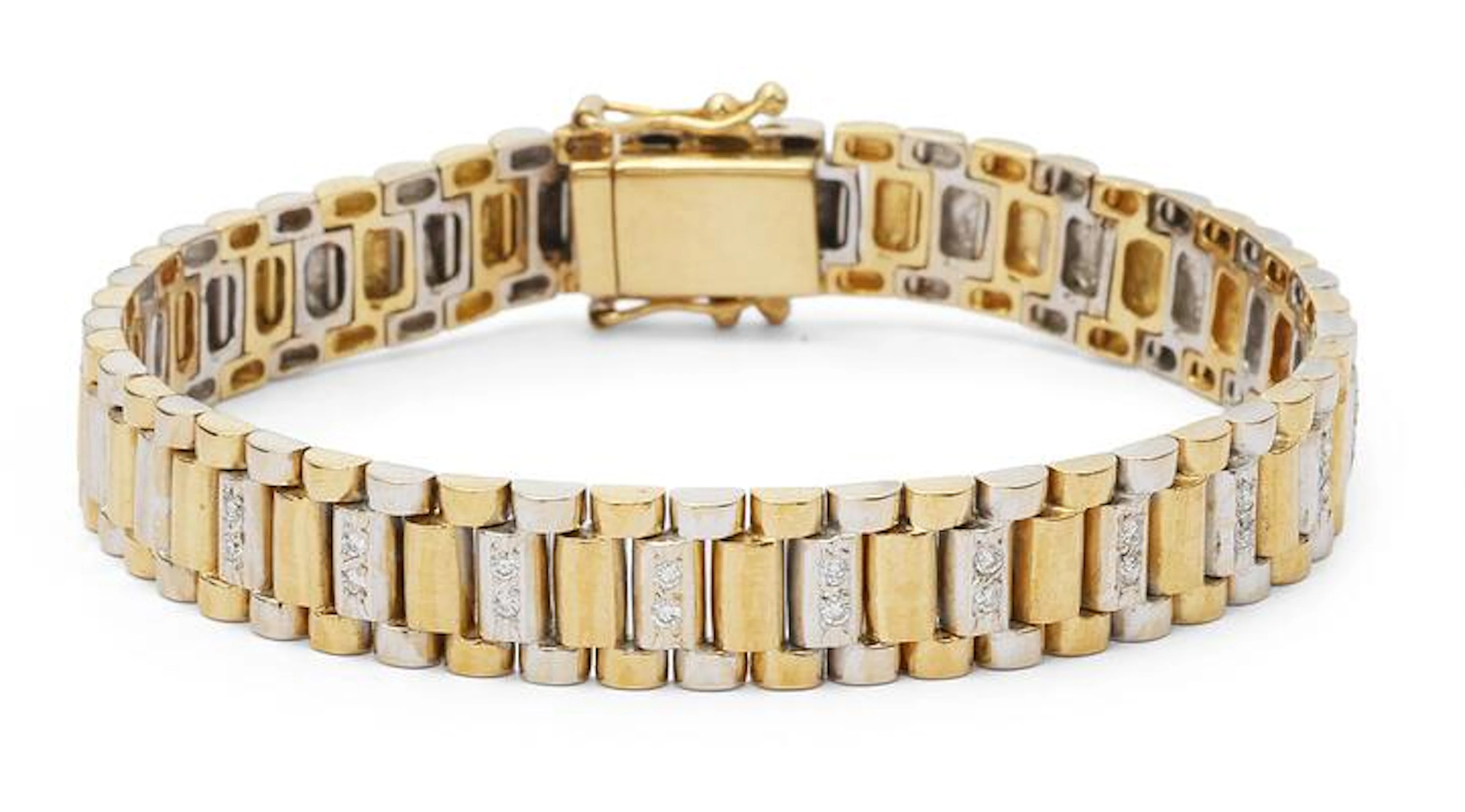 A diamond bracelet set with diamonds, mounted in 18k gold and white