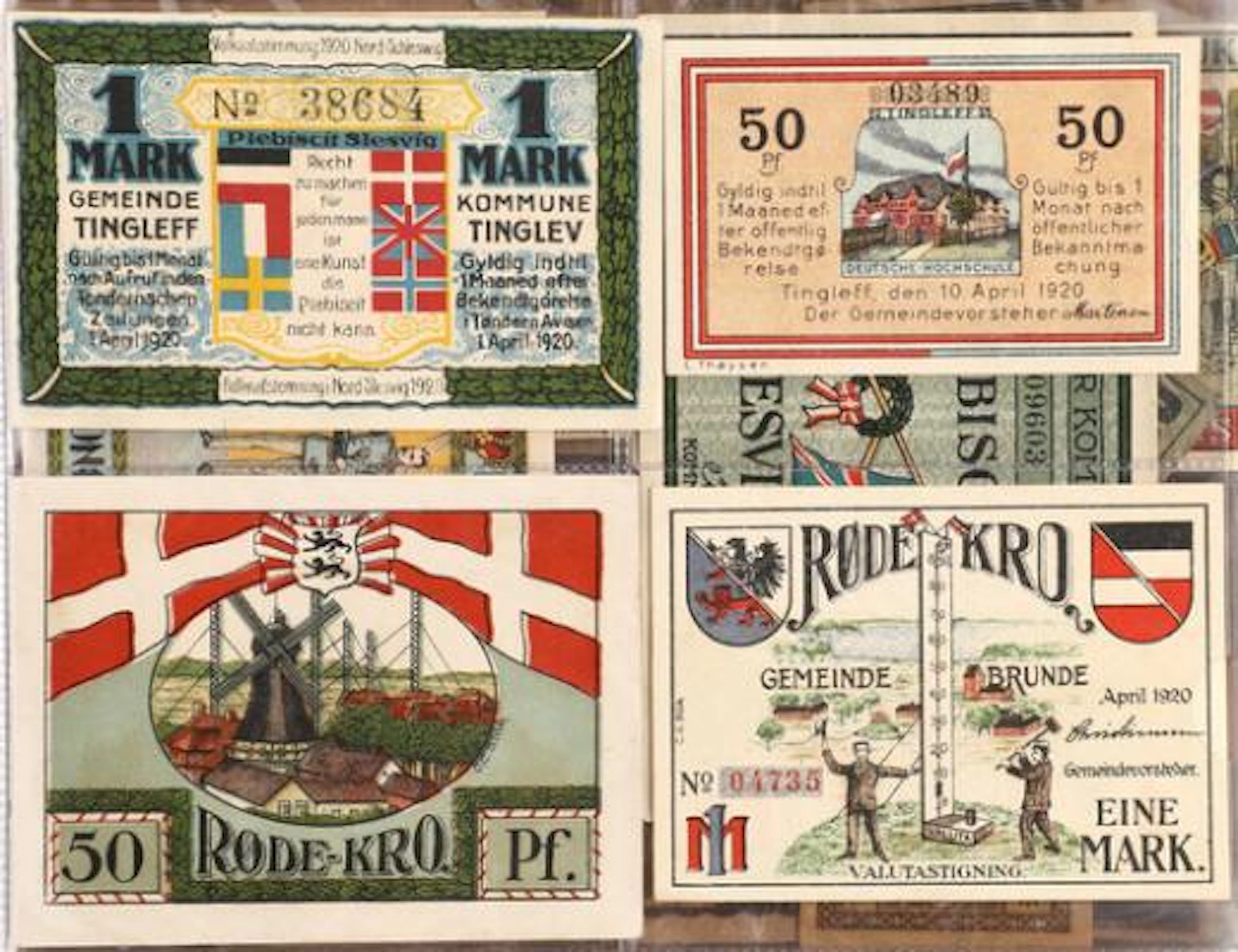 Collection of Danish and foreign banknotes, as well as emergency banknotes