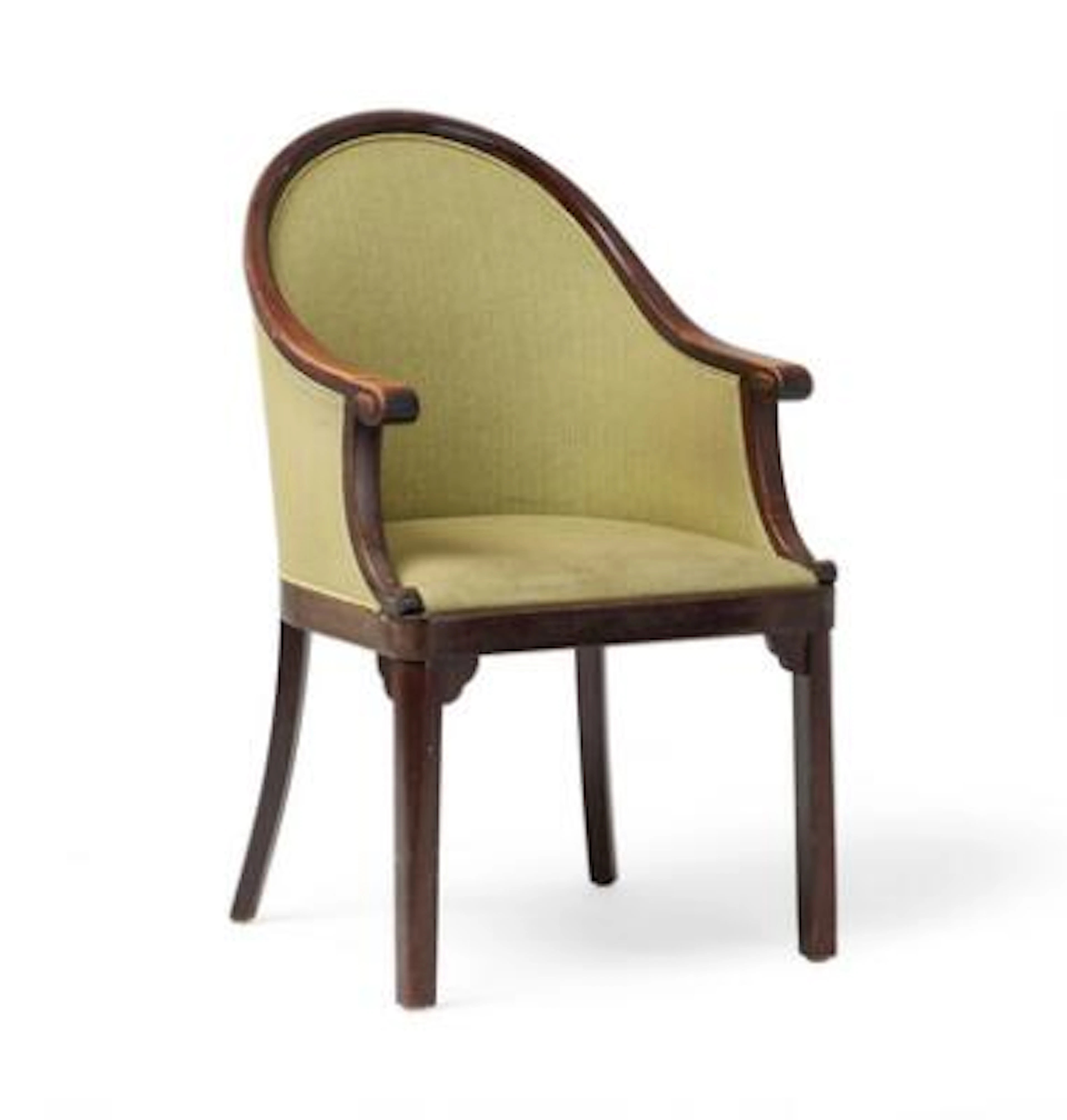 Jacob & Josef Kohn: Armchair with frame of dark-stained beech. Back