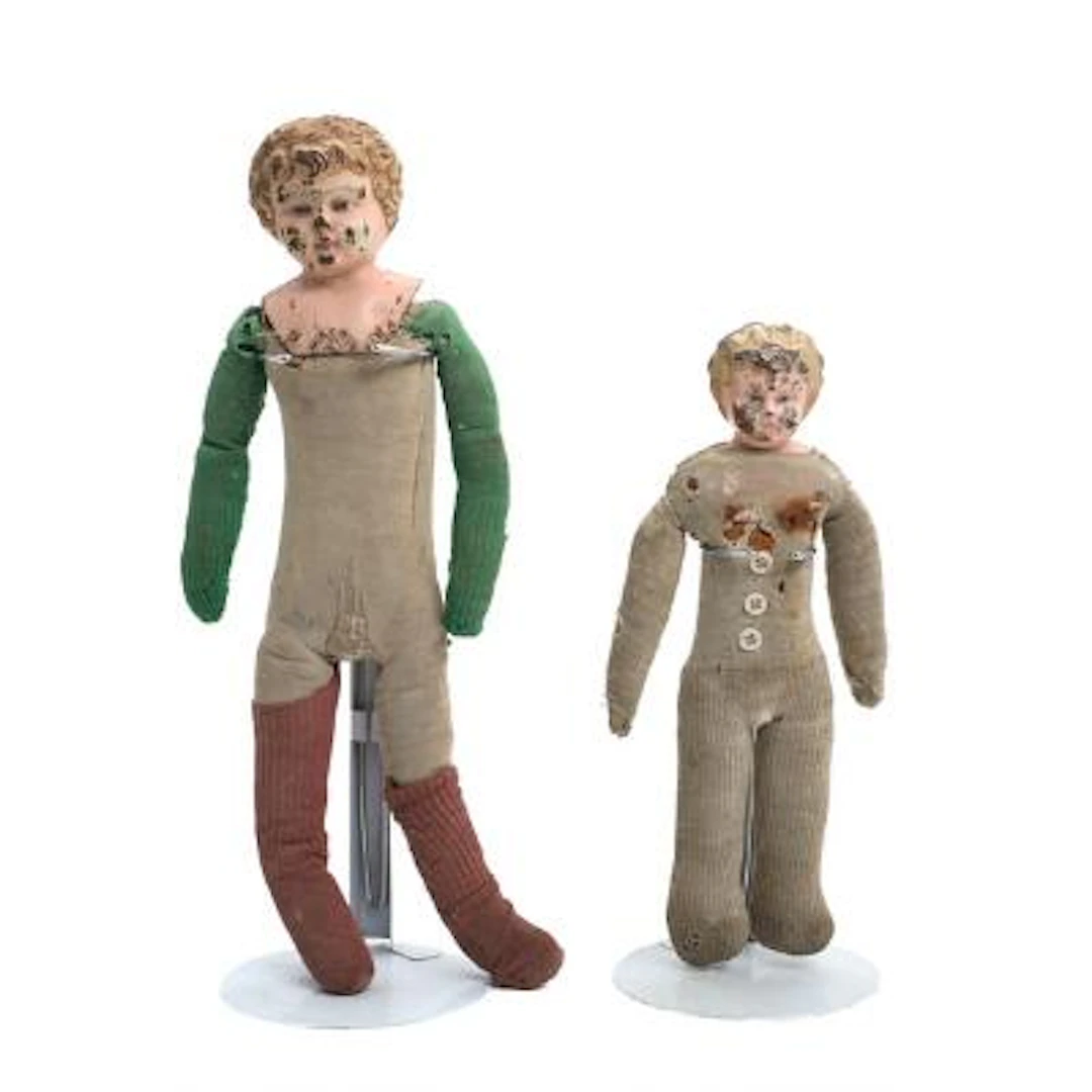 Two "Minerva" dolls with painted tin heads. Buschow & Beck. Circa