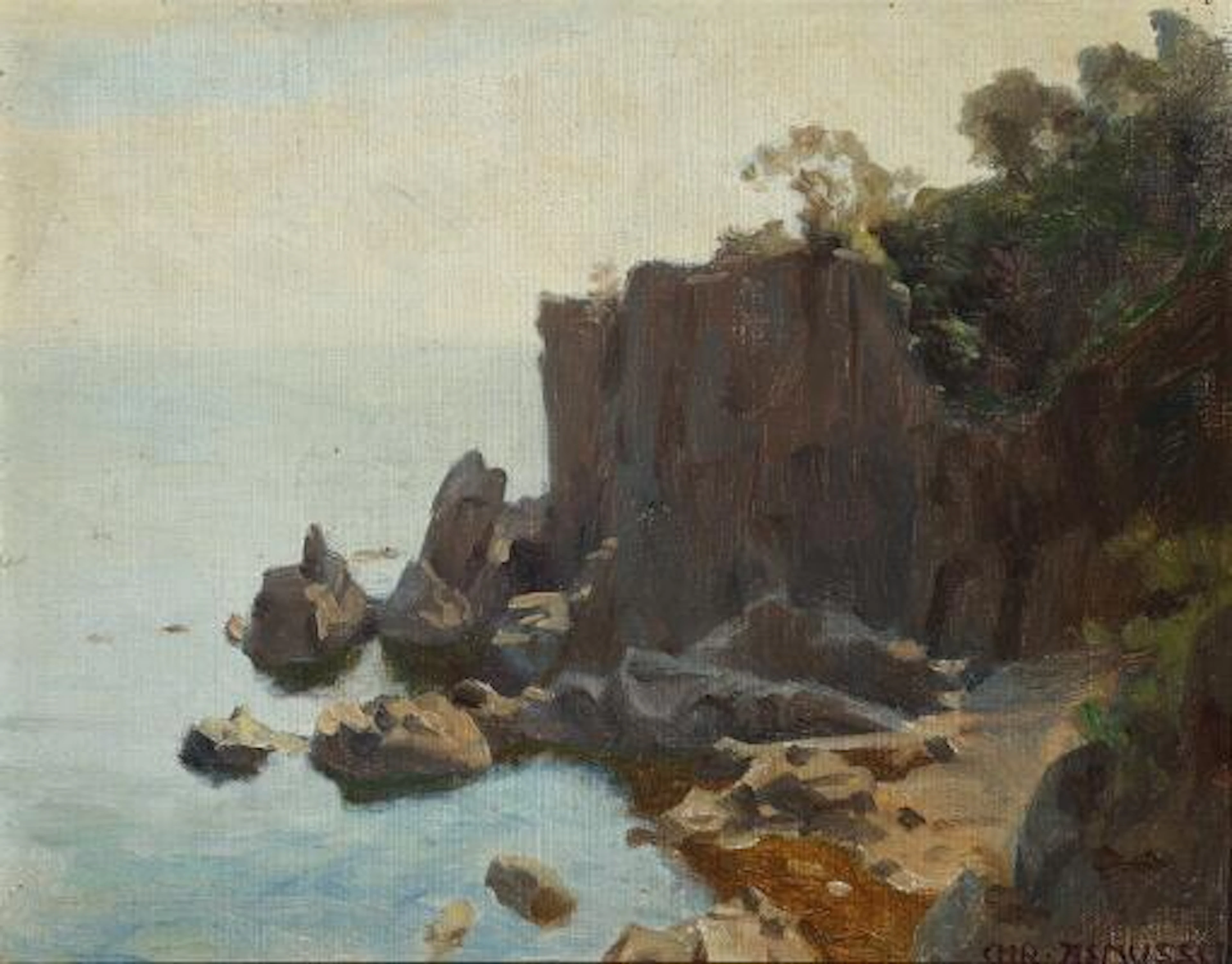 Christian Asmussen: Rocky landscape from Bornholm. Signed Chr. Asmussen.