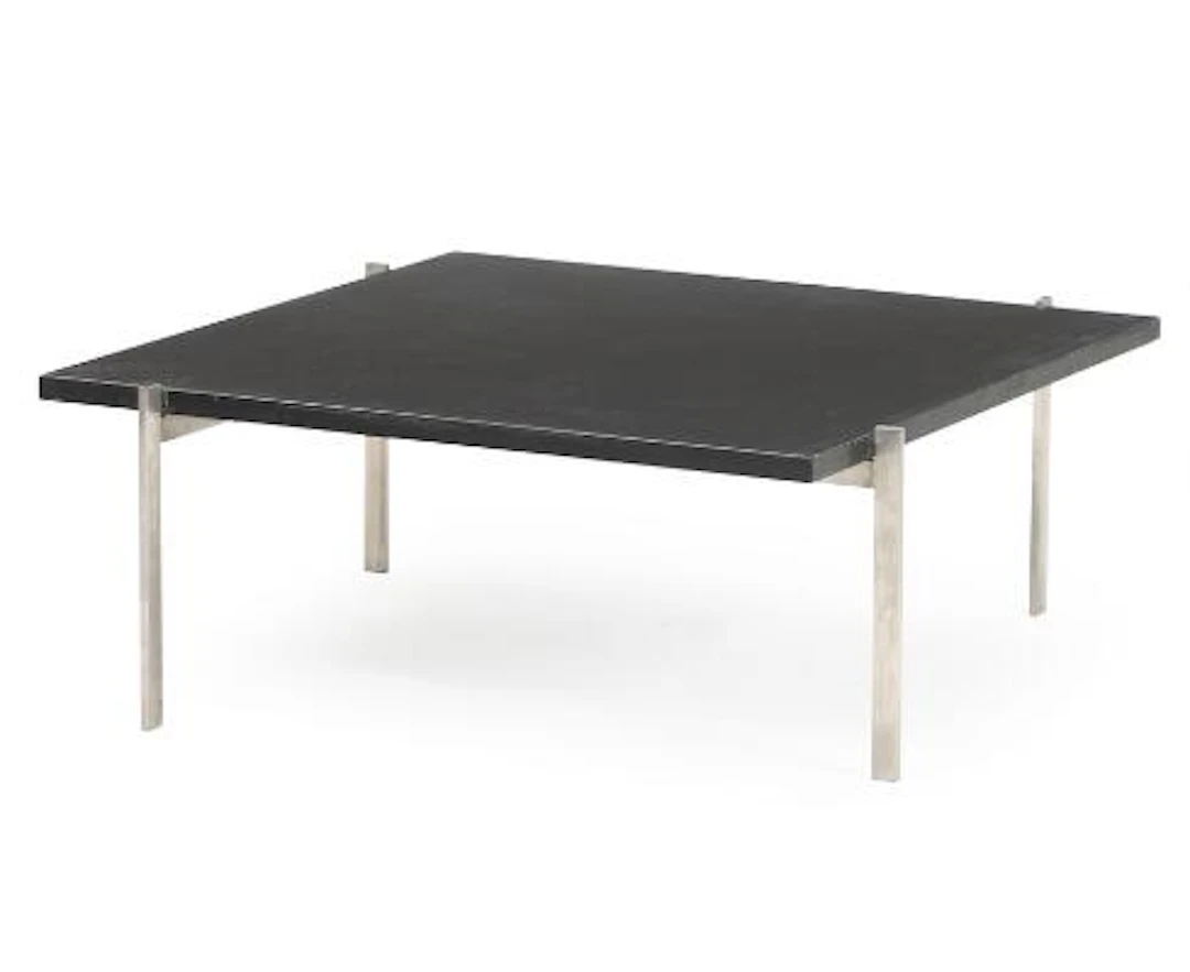 Poul Kjærholm: "PK 61". Coffee table with steel frame and square black