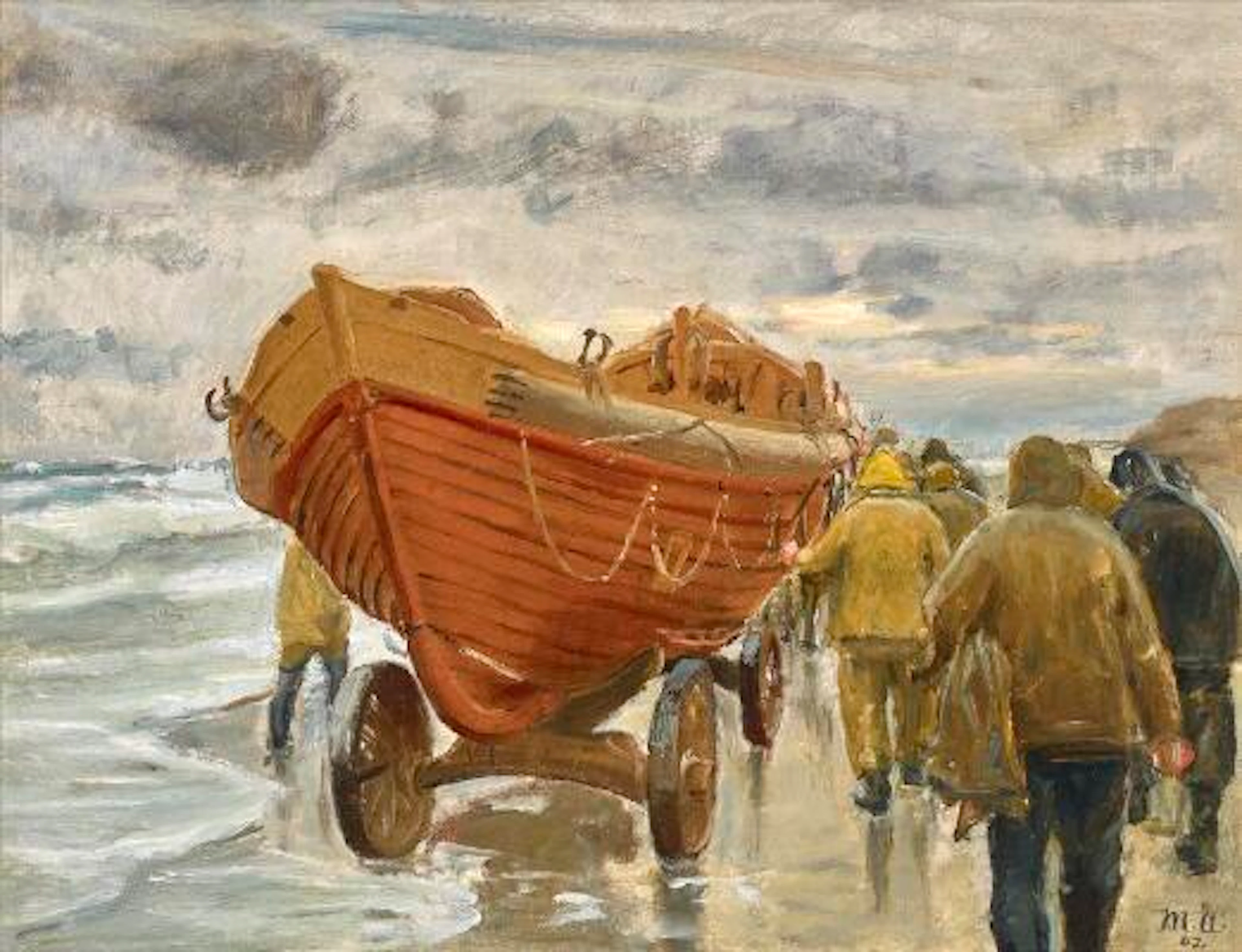 Michael Ancher: Rough weather. Signed and dated M. A. 02. Oil on canvas.