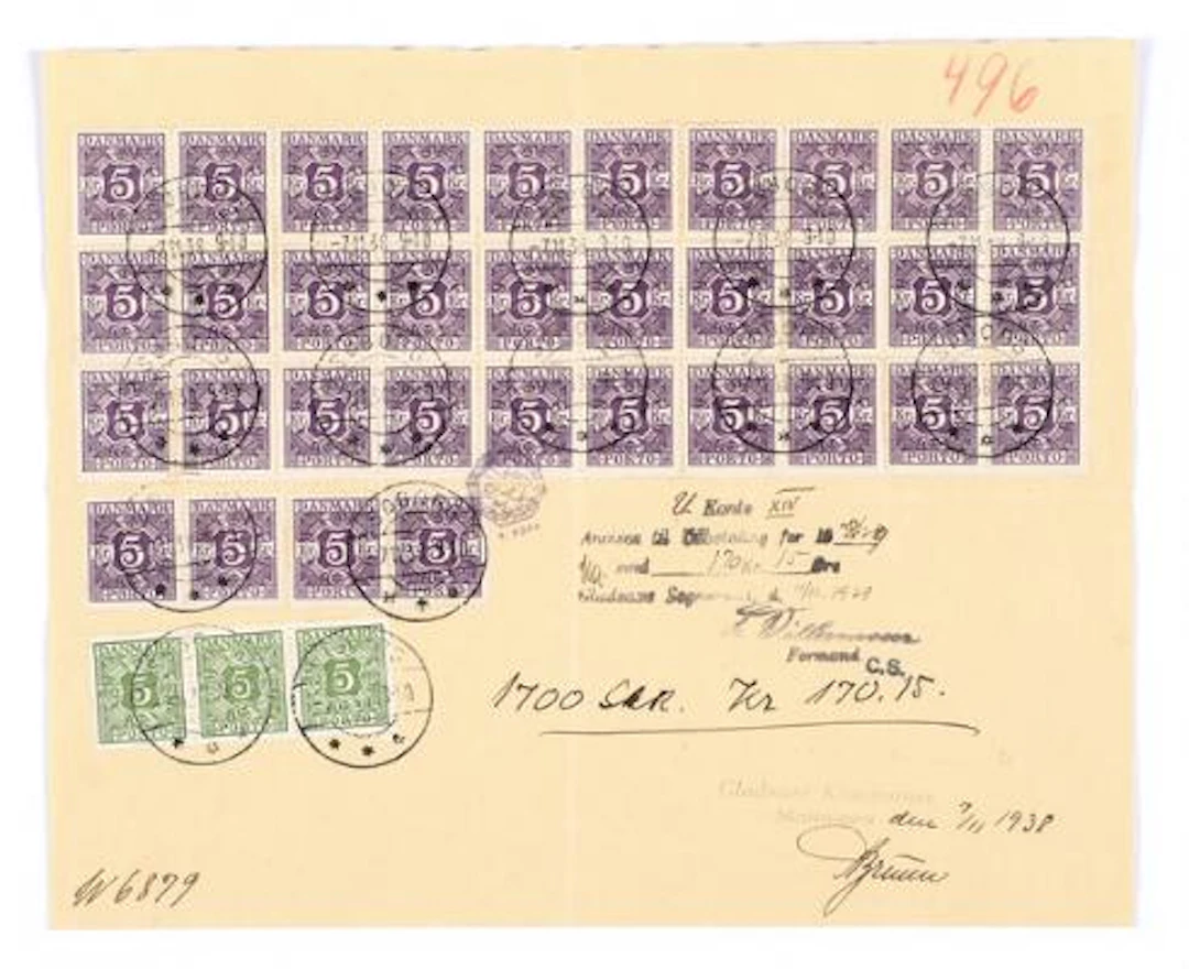 Postage Due. 1924-1934. 5 Kr. violet (34) and 5 Øre, green (3). Postaghe