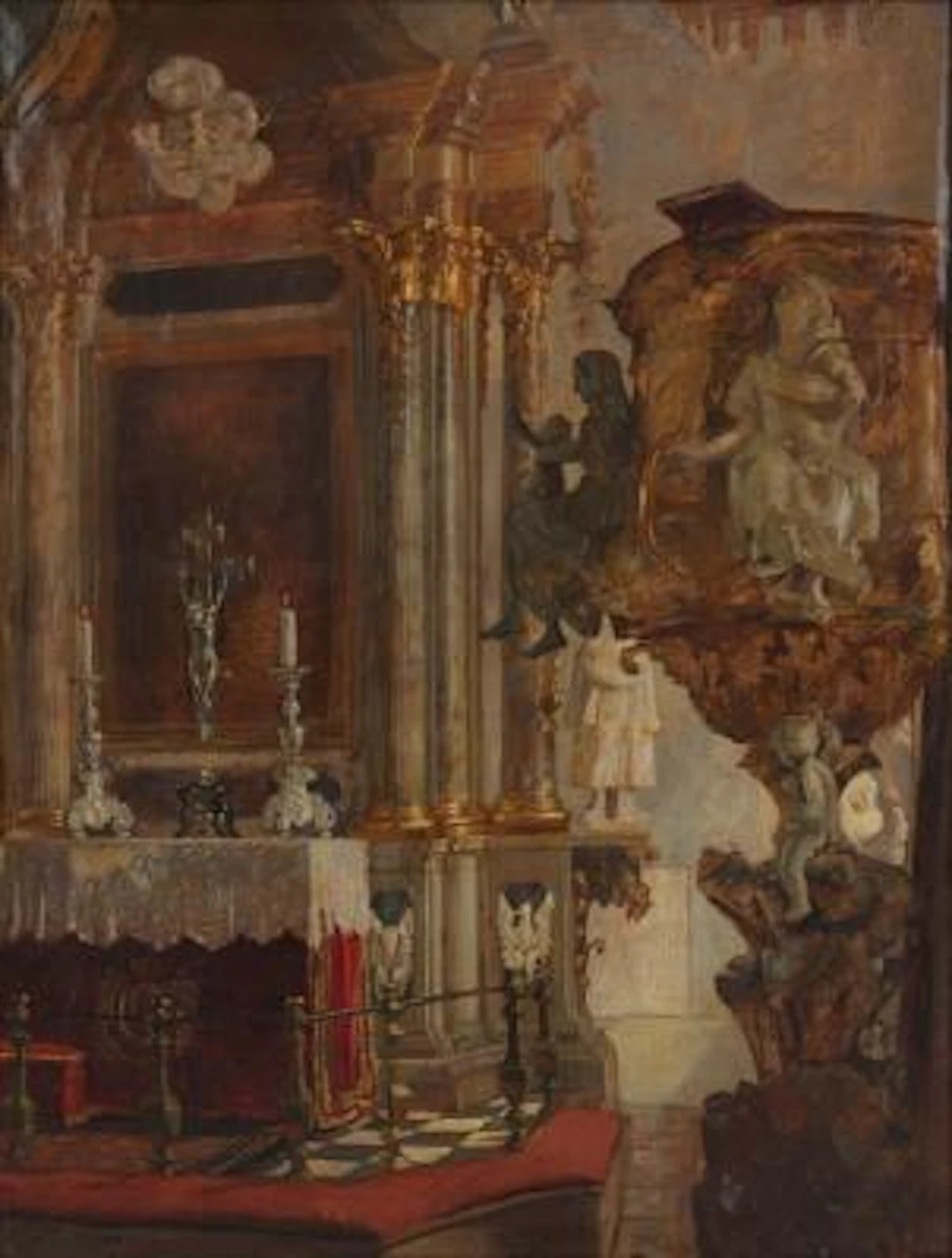 Hans Nicolaj Hansen: "Det indre af Fredensborg Slotskirke". Signed