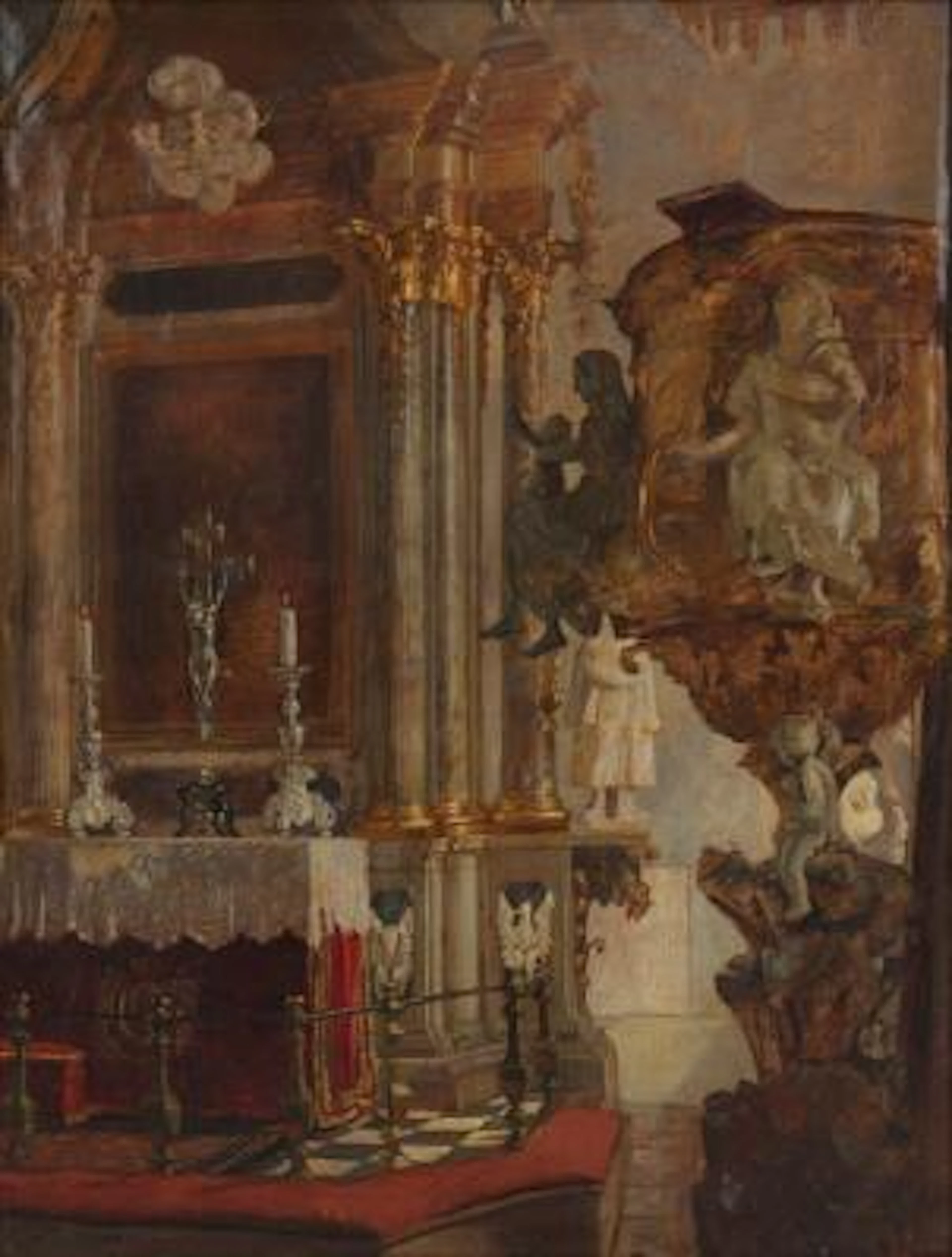 Hans Nicolaj Hansen: "Det indre af Fredensborg Slotskirke". Signed
