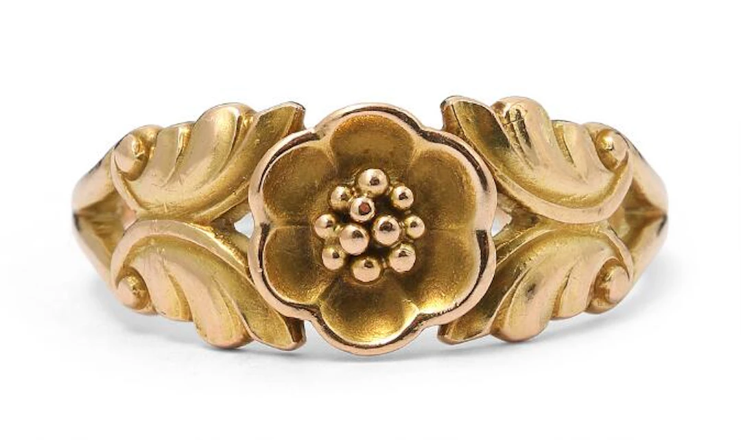 Georg Jensen: A ring of 14k gold. Weight app. 3.5 g. W. 9 mm. Size