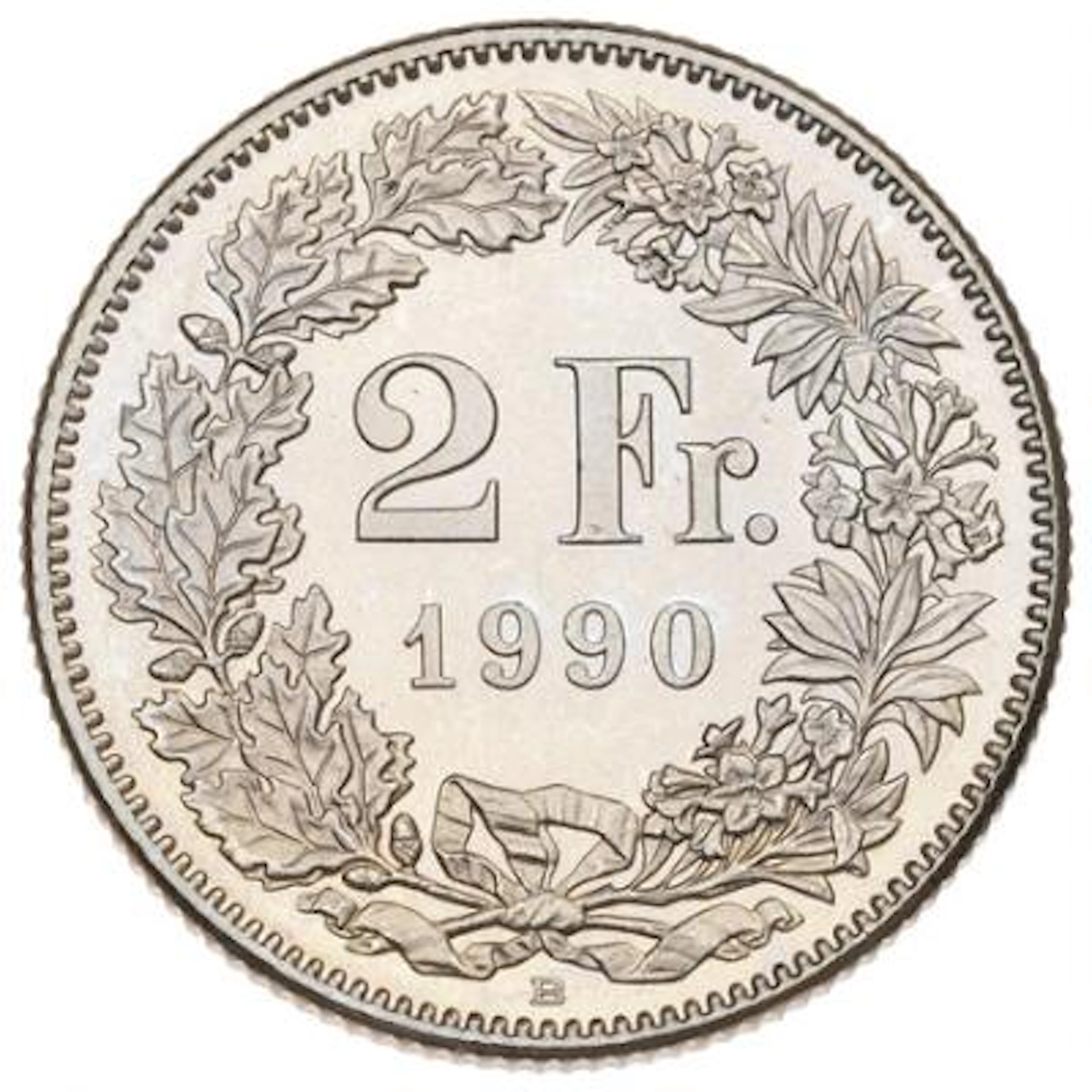 Switzerland, 2 Francs 1990 B, KM 21a, choice – Bruun Rasmussen Auctioneers