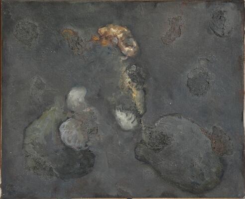 Michael Kvium: "Overlevere" (Survivors), 1988. Signed, titled and