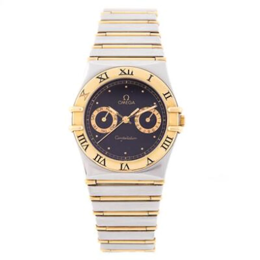 Omega: Constellation Date of 18k gold and steel, ref. 345.1070. Quartz