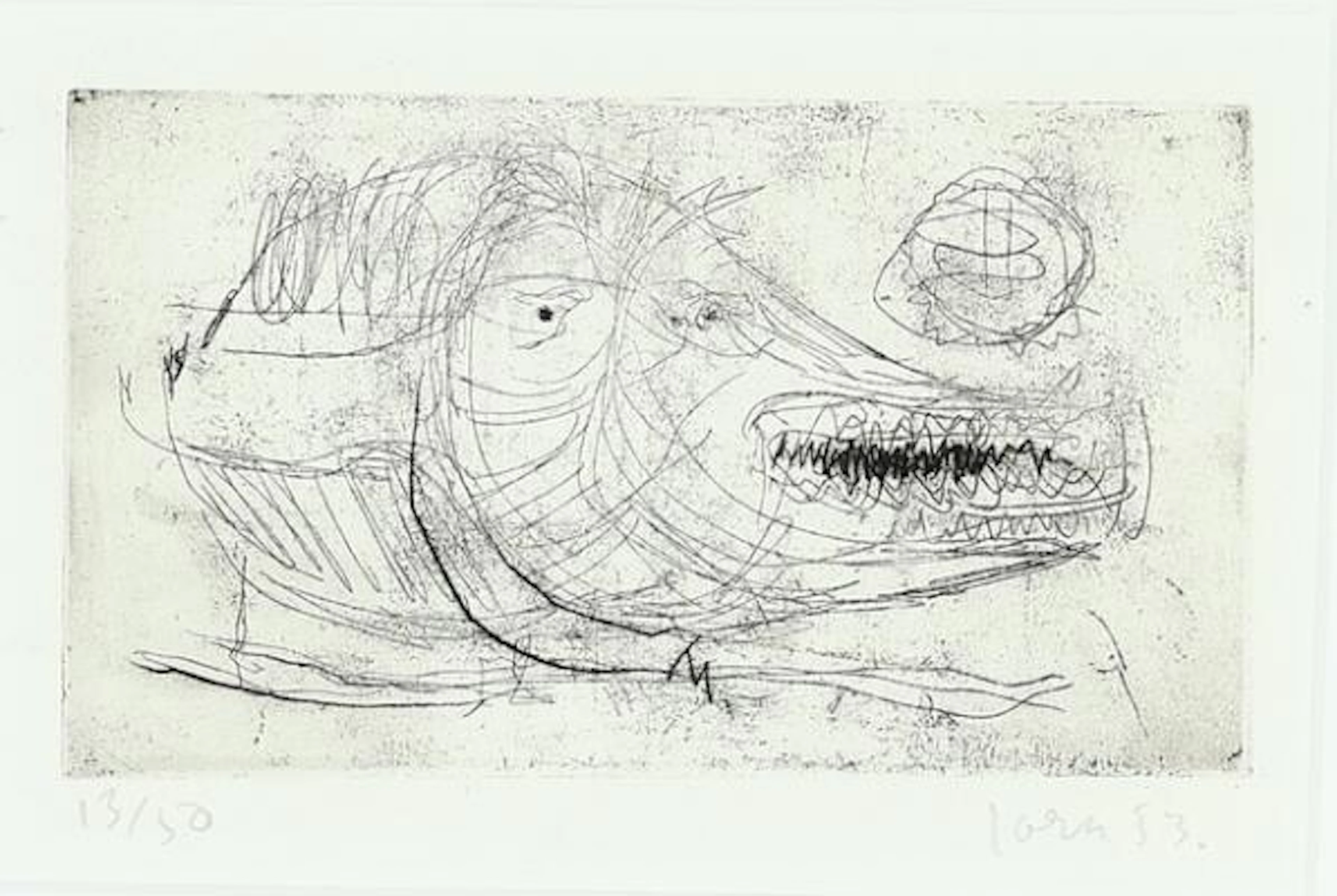 Asger Jorn: Composition from "Schweizer Suite". Signed Jorn 53, 13/50.