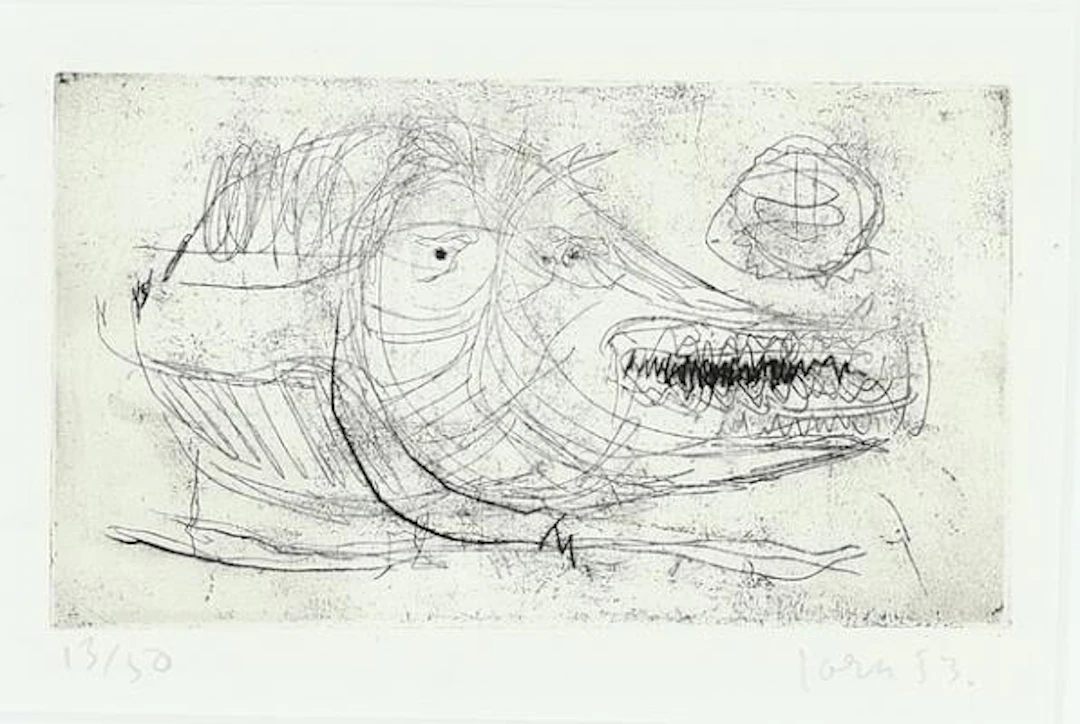 Asger Jorn: Composition from "Schweizer Suite". Signed Jorn 53, 13/50.